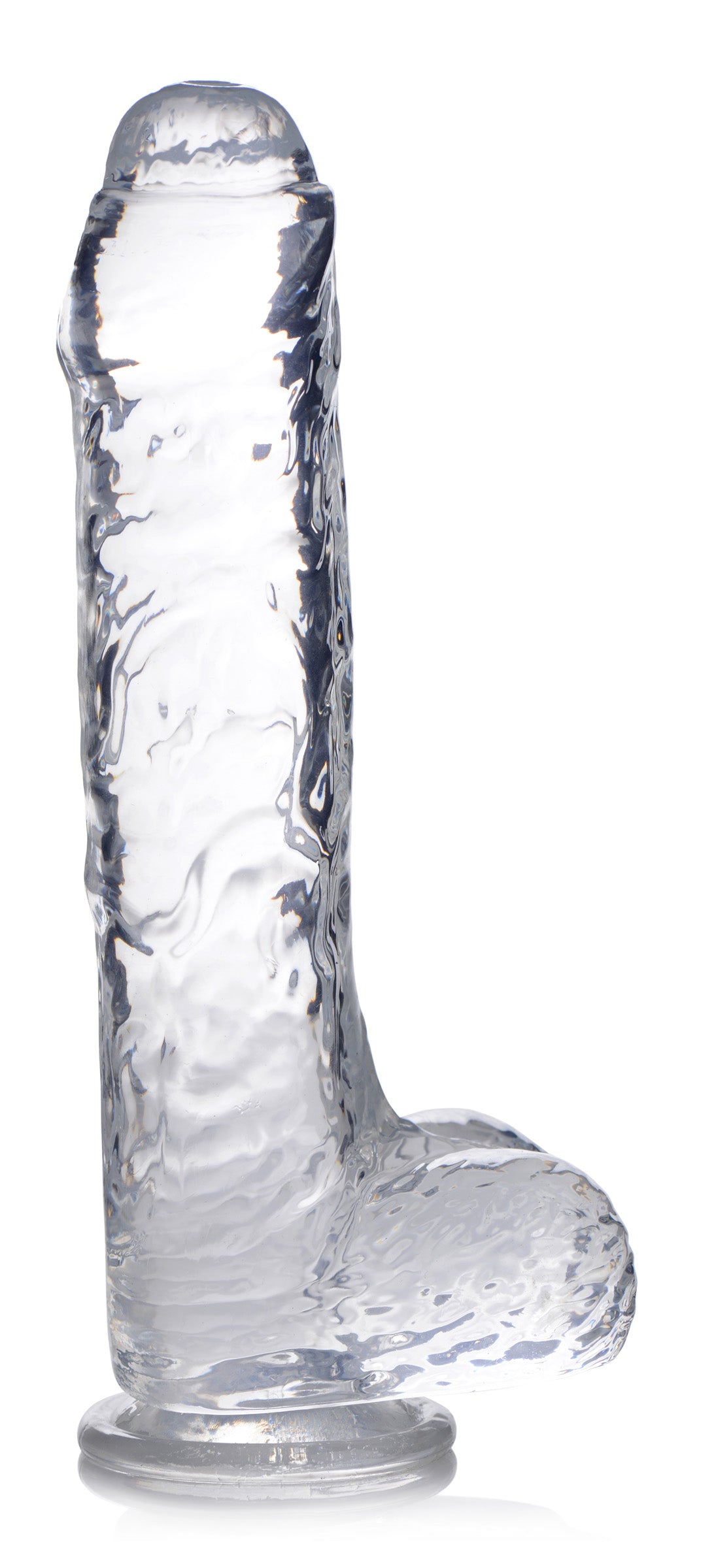 Jock Jock C-Thru Dildo with Balls - 9 Inch Clear