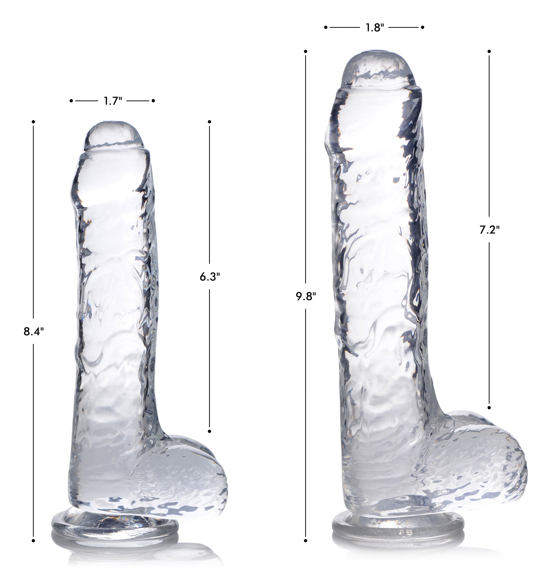Jock Jock C-Thru Dildo with Balls - 9 Inch Clear
