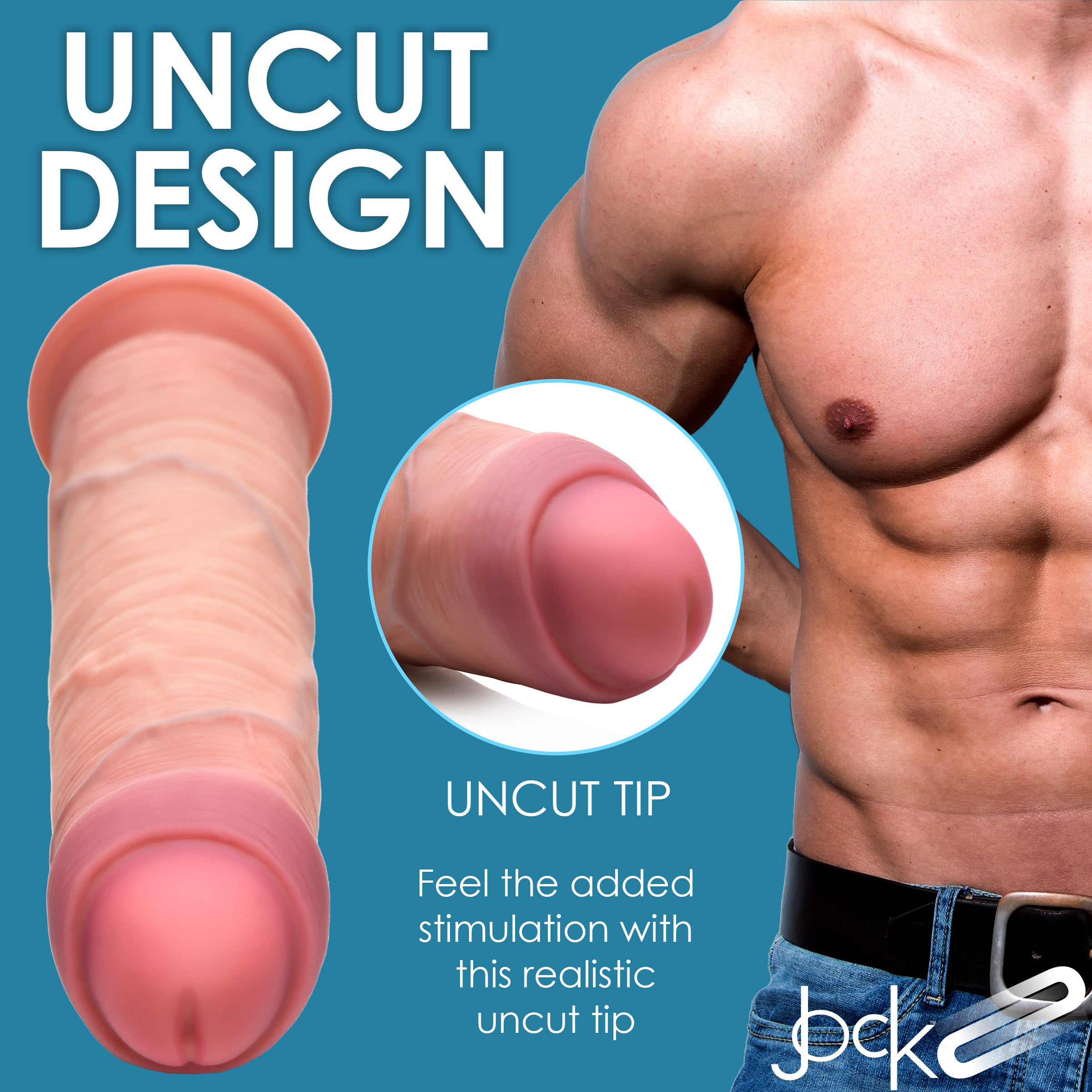 Jock 8.5 Inch Dual Density Uncut Dildo Flesh