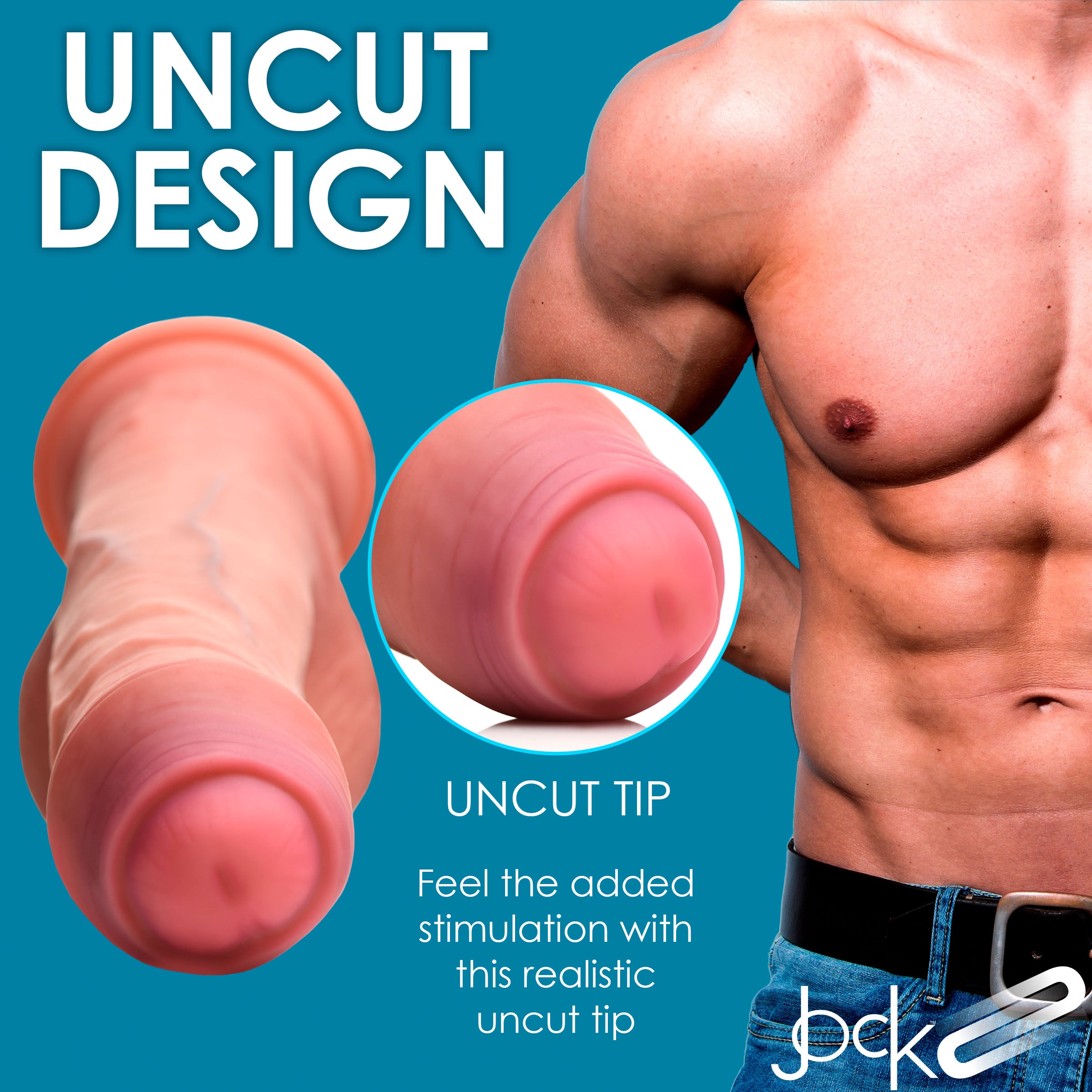 Jock 8.7 Inch Dual Density Uncut Dildo with Balls Flesh