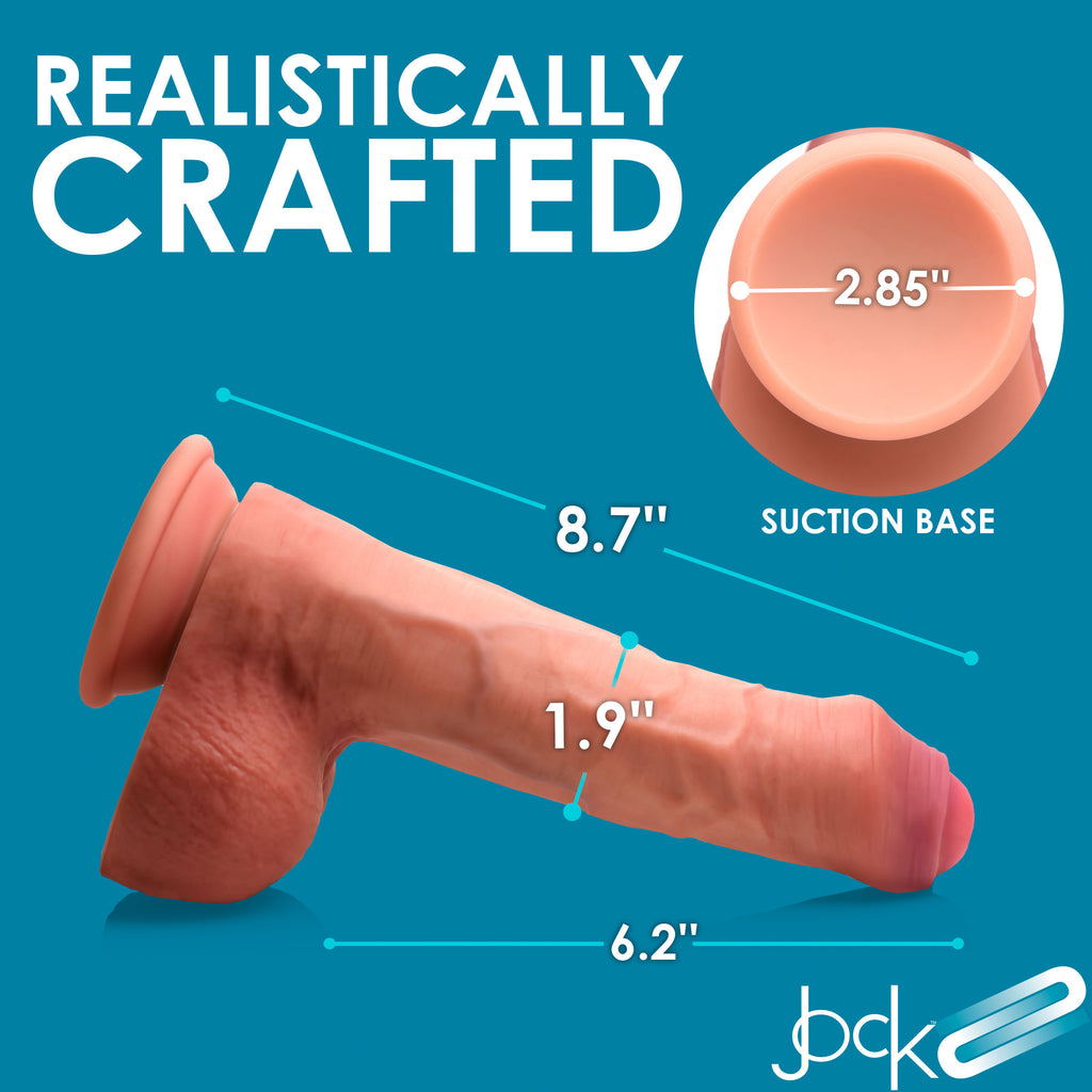 Jock 8.7 Inch Dual Density Uncut Dildo with Balls Flesh