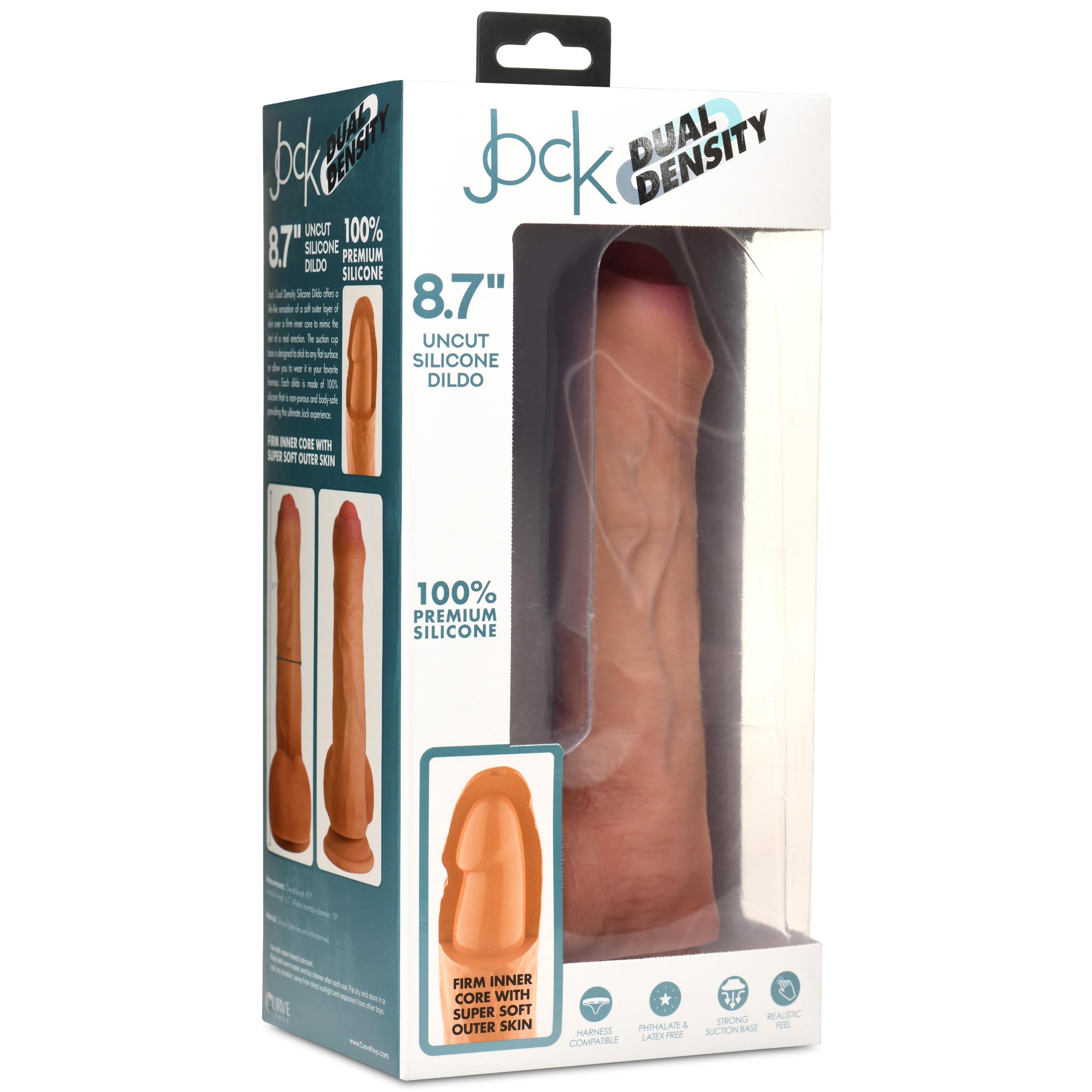 Jock 8.7 Inch Dual Density Uncut Dildo with Balls Flesh