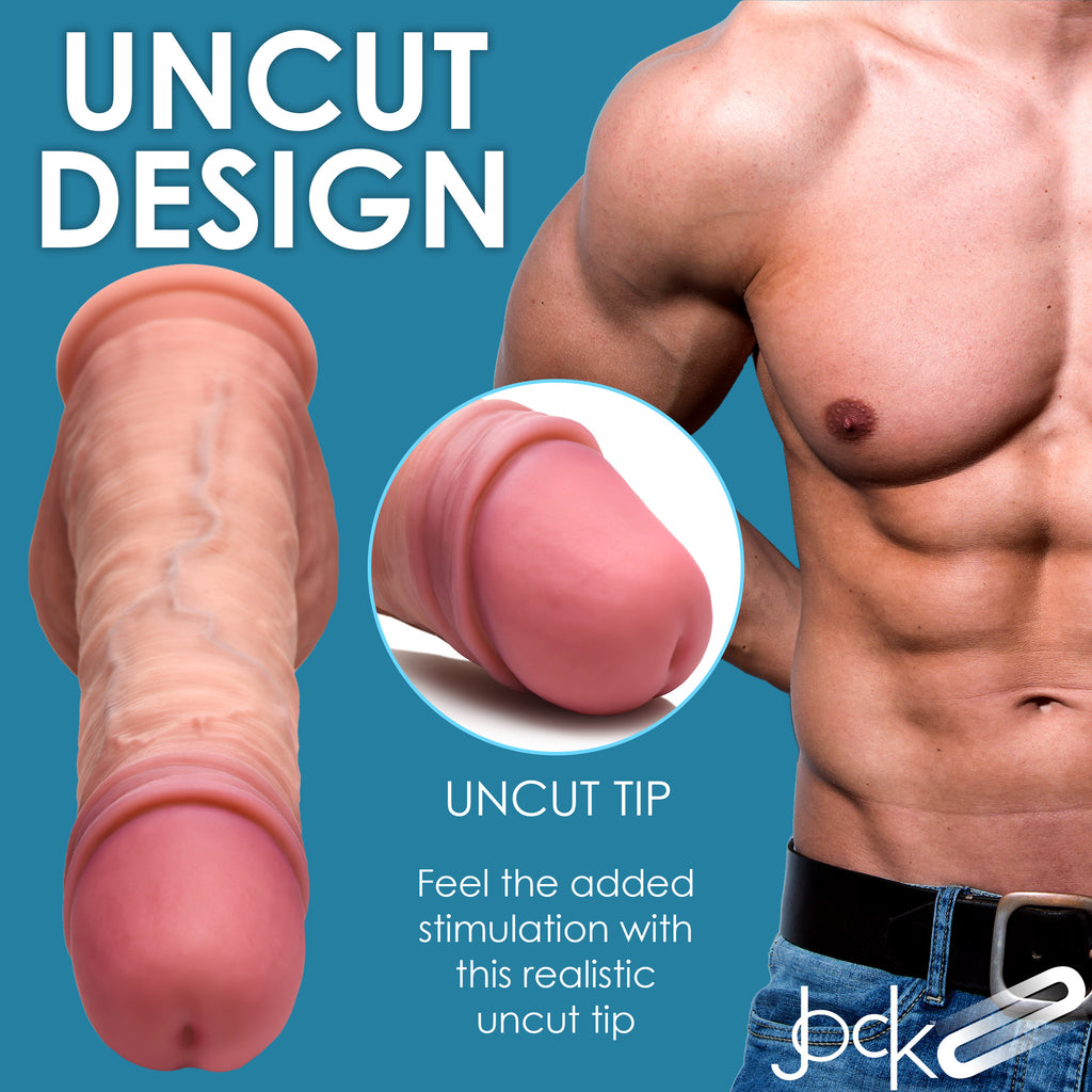 Jock 8.75 Inch Dual Density Uncut Dildo with Balls Flesh