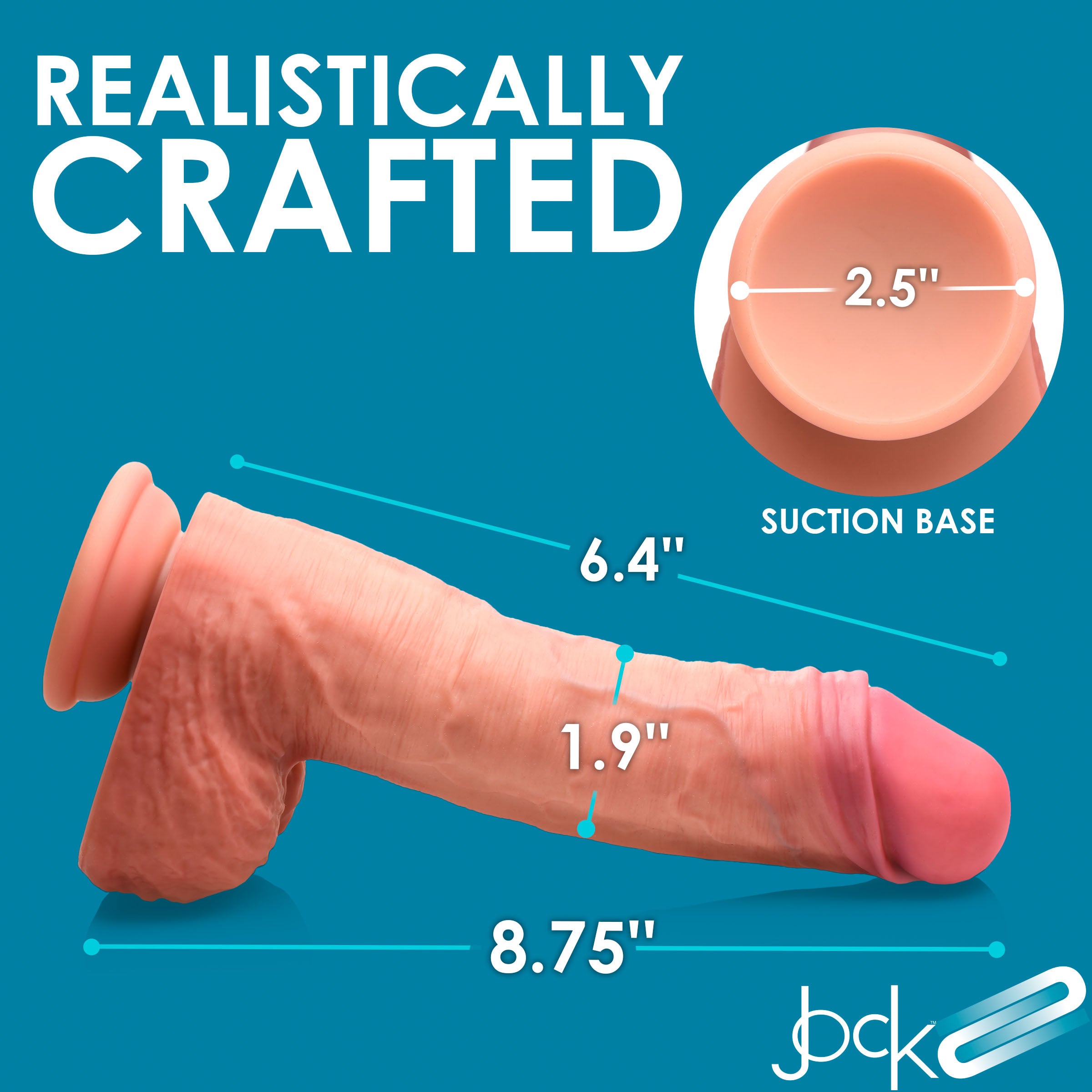 Jock 8.75 Inch Dual Density Uncut Dildo with Balls Flesh