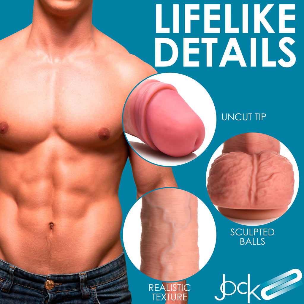 Jock 8.75 Inch Dual Density Uncut Dildo with Balls Flesh