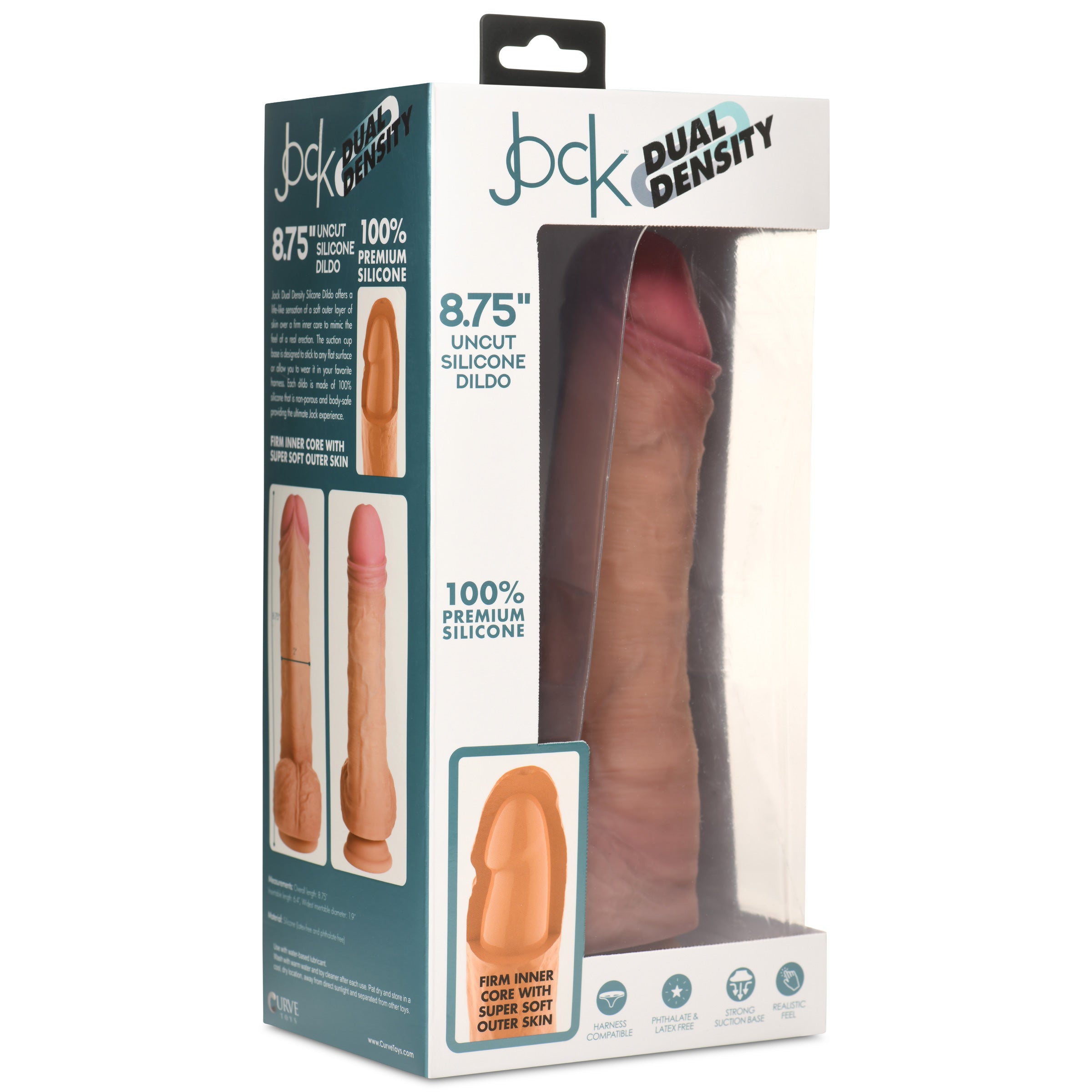 Jock 8.75 Inch Dual Density Uncut Dildo with Balls Flesh