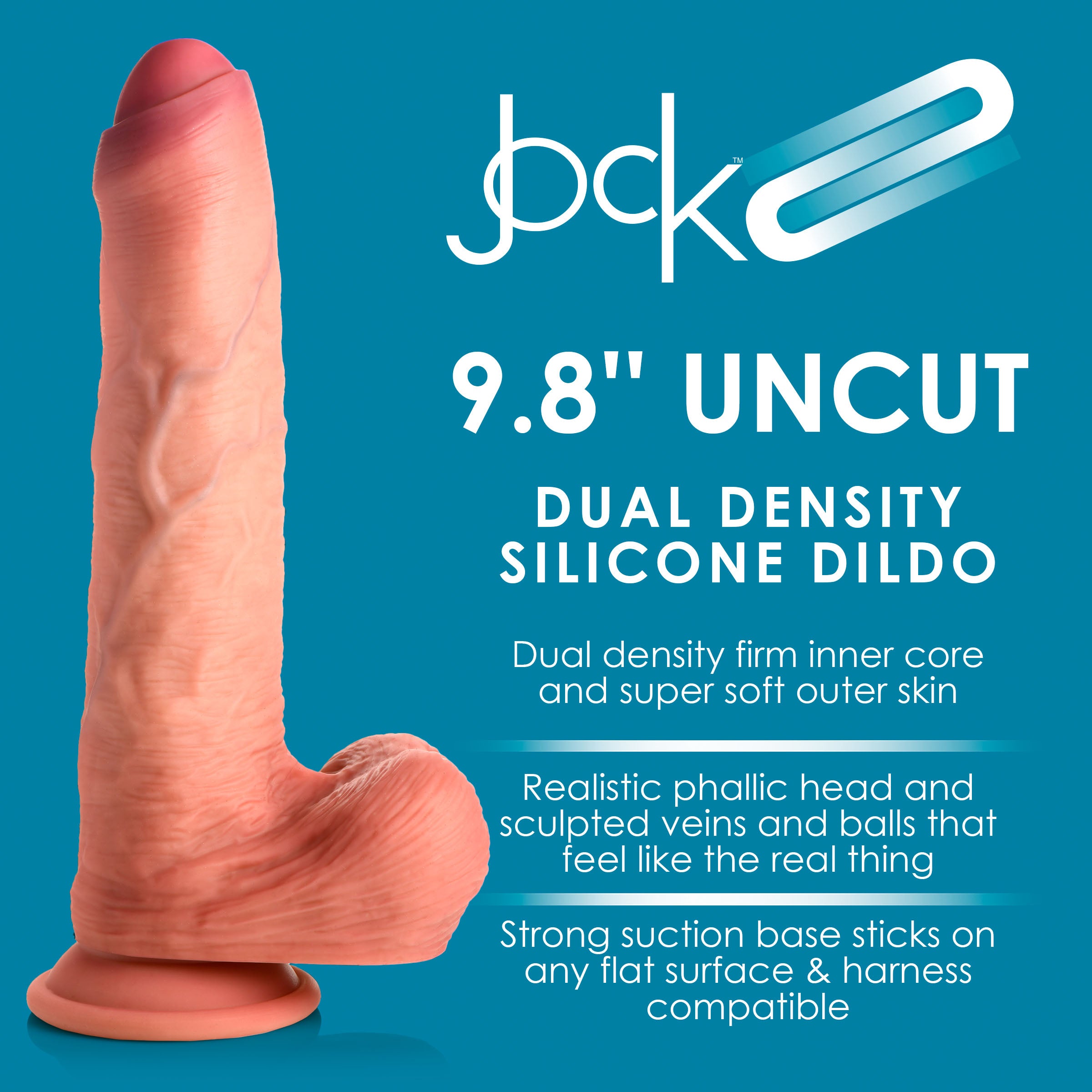 Jock 9.8 Inch Dual Density Uncut Dildo with Balls Flesh