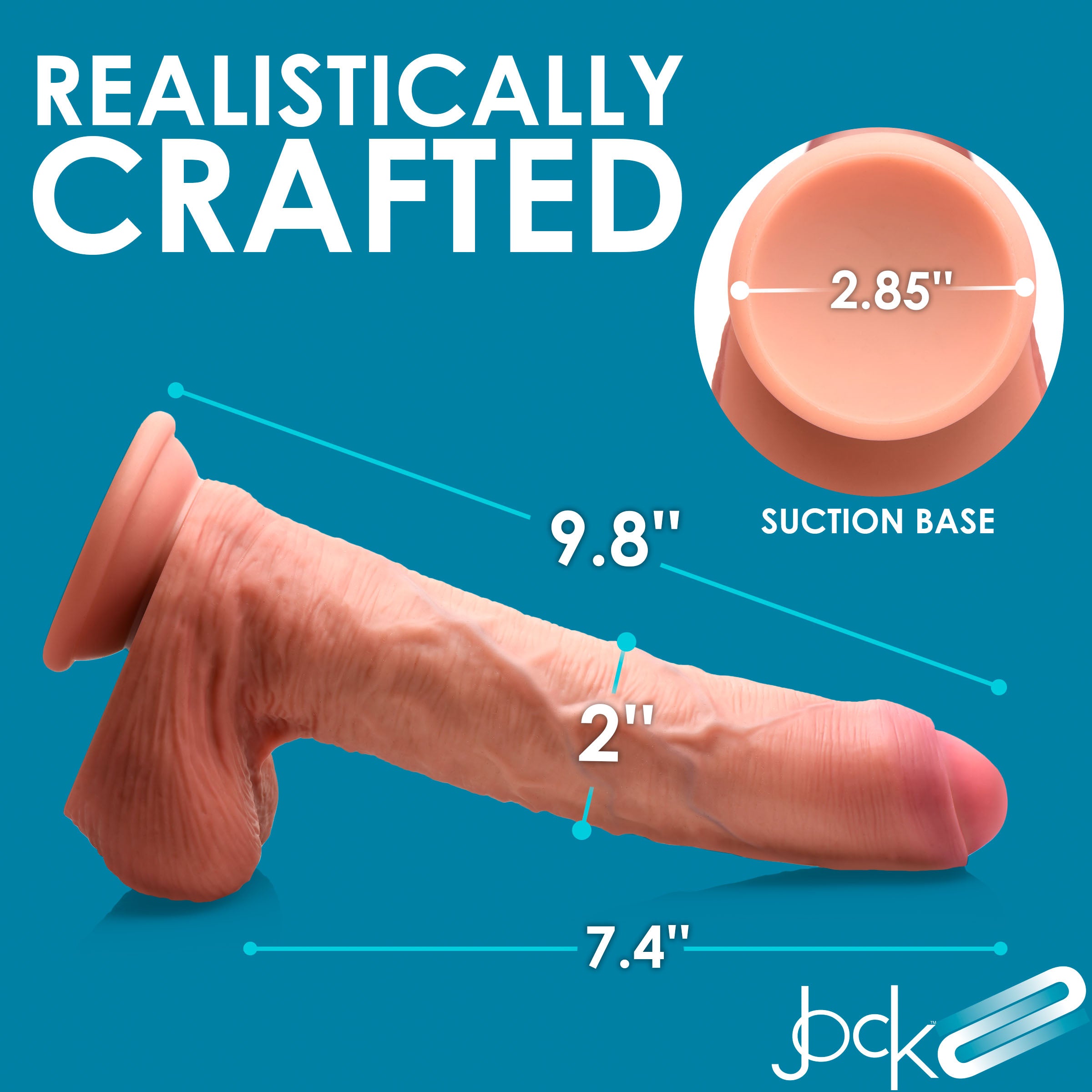 Jock 9.8 Inch Dual Density Uncut Dildo with Balls Flesh