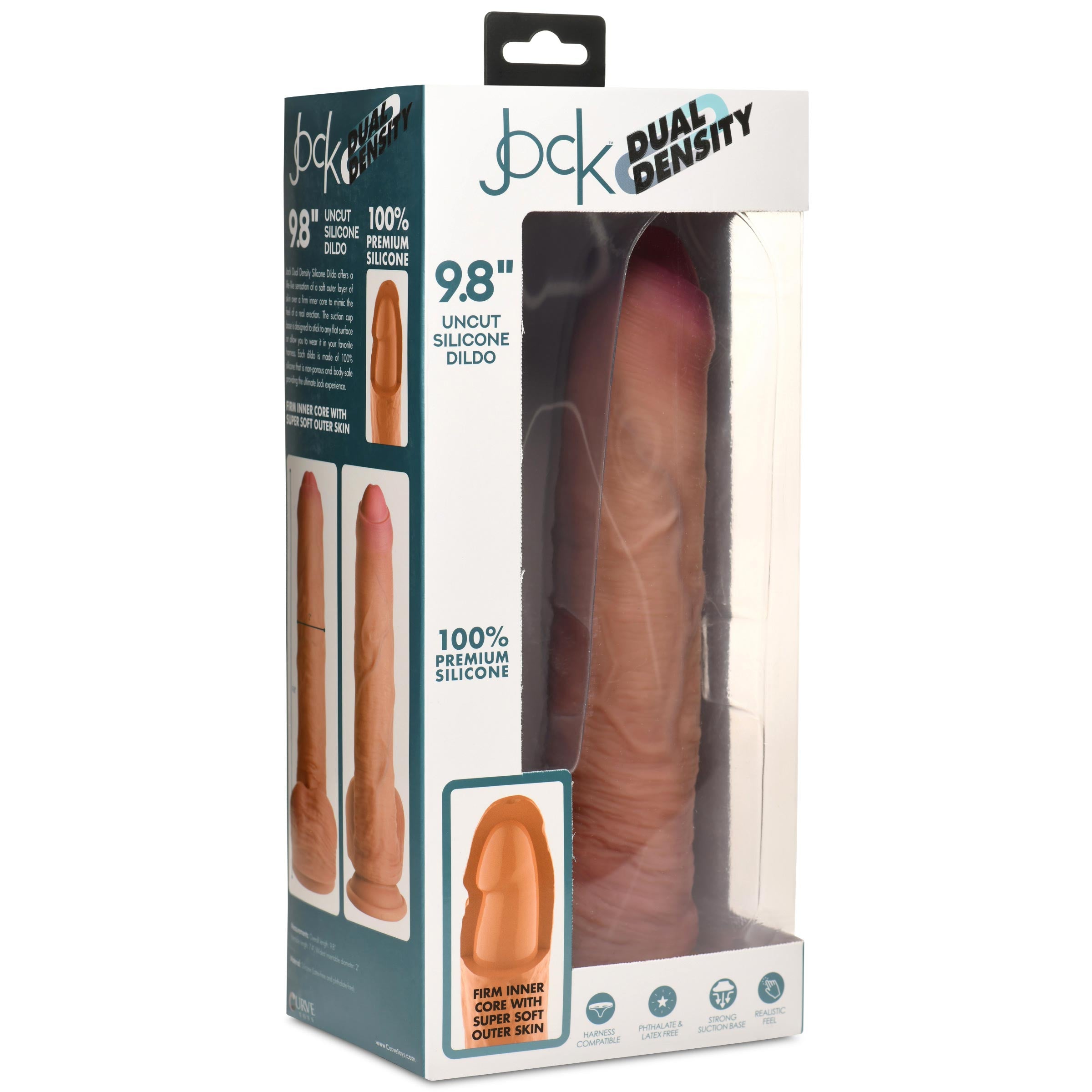 Jock 9.8 Inch Dual Density Uncut Dildo with Balls Flesh