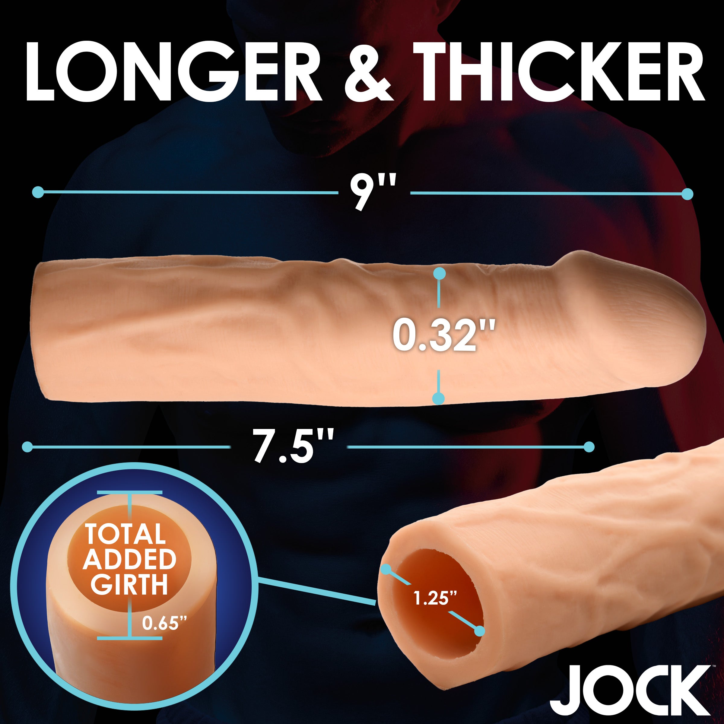 Jock Extra Long 1.5 Inch Penis Extension - Light Flesh