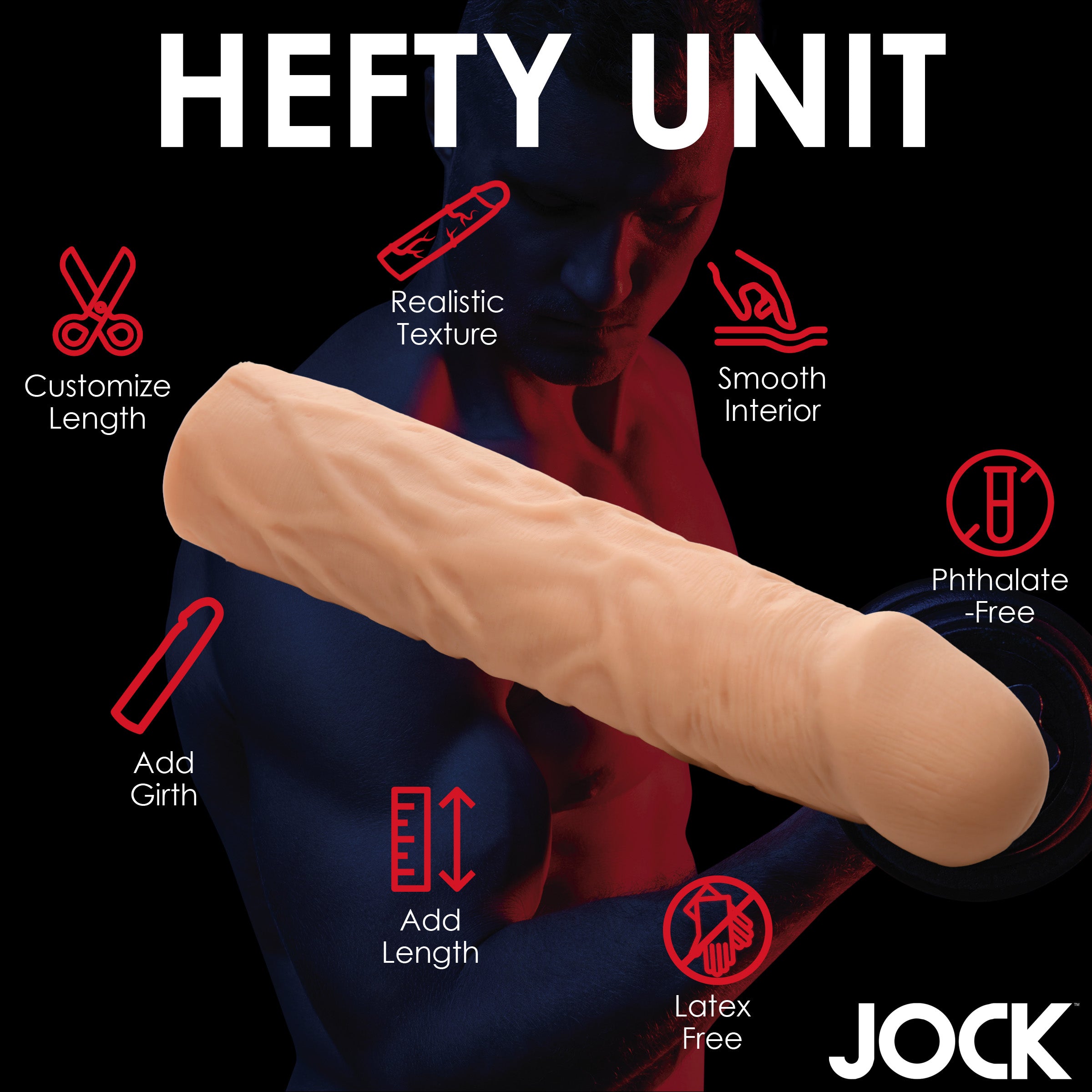 Jock Extra Long 1.5 Inch Penis Extension - Light Flesh