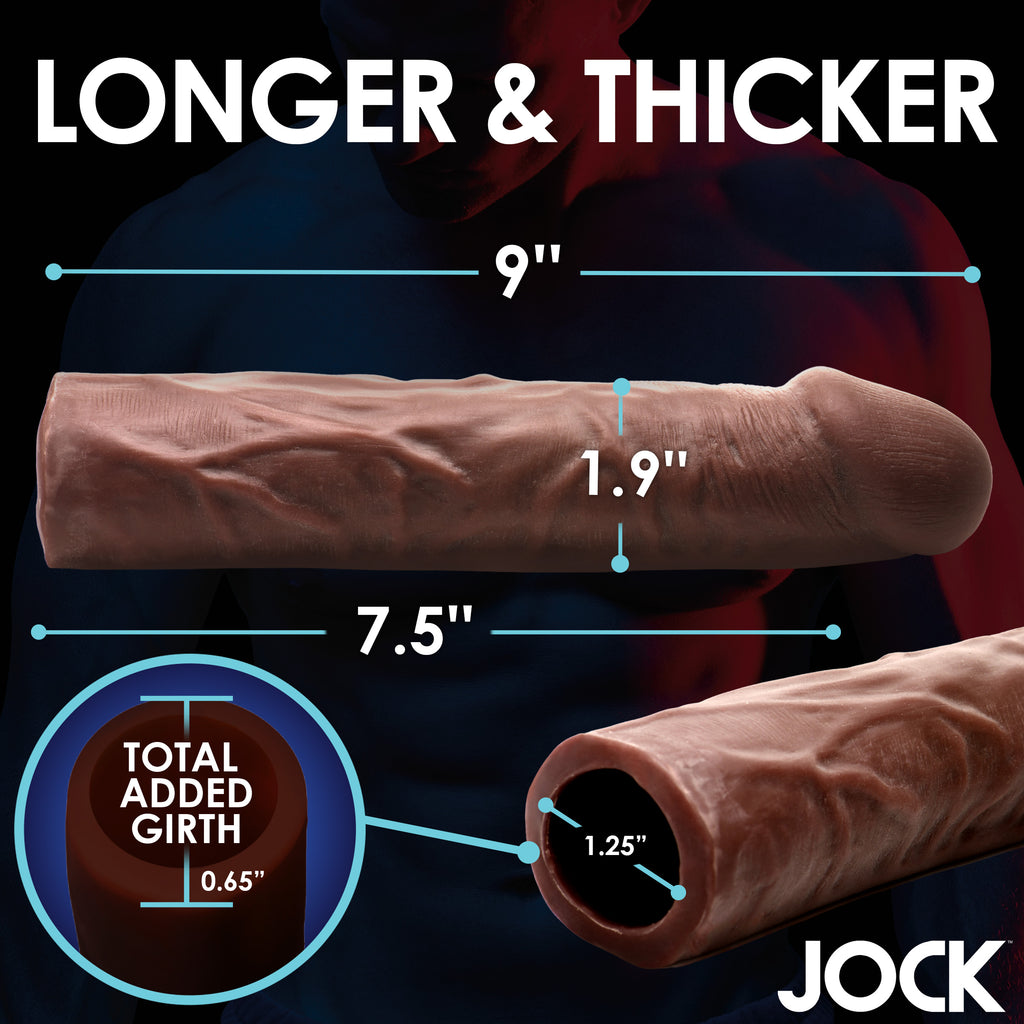 Jock Extra Long 1.5 Inch Penis Extension - Dark Black