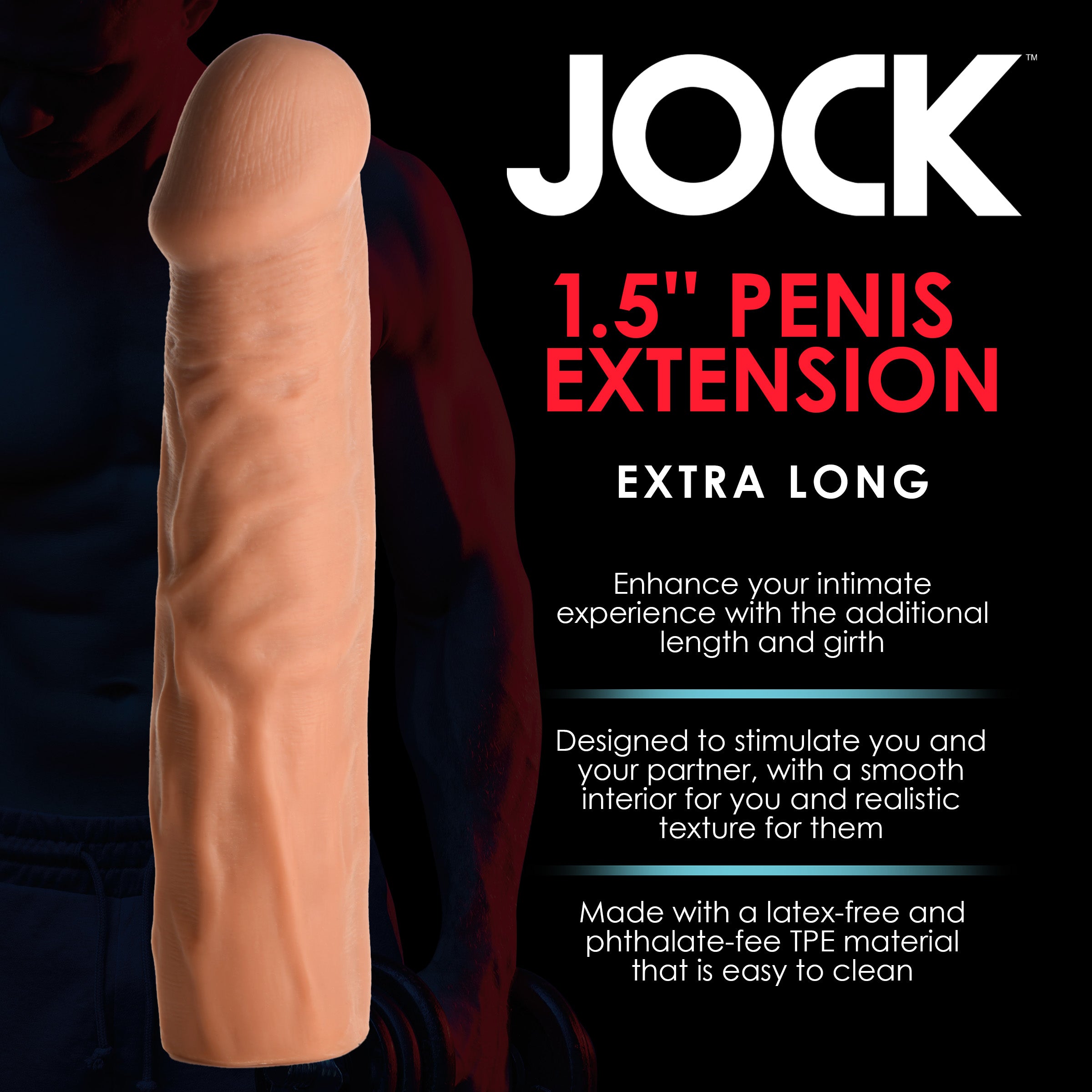 Jock Extra Long 1.5 Inch Penis Extension - Medium Tan