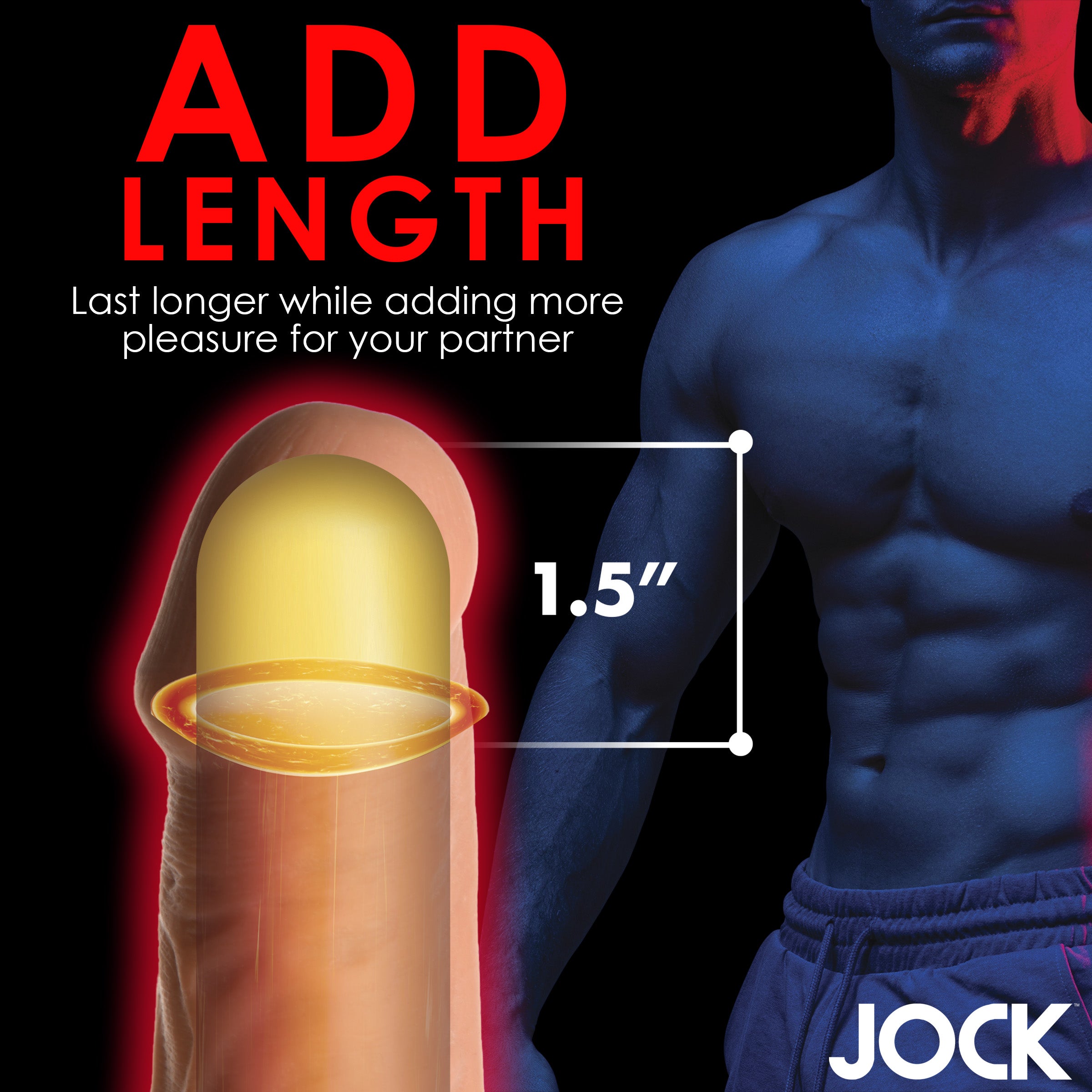Jock Extra Long 1.5 Inch Penis Extension - Medium Tan