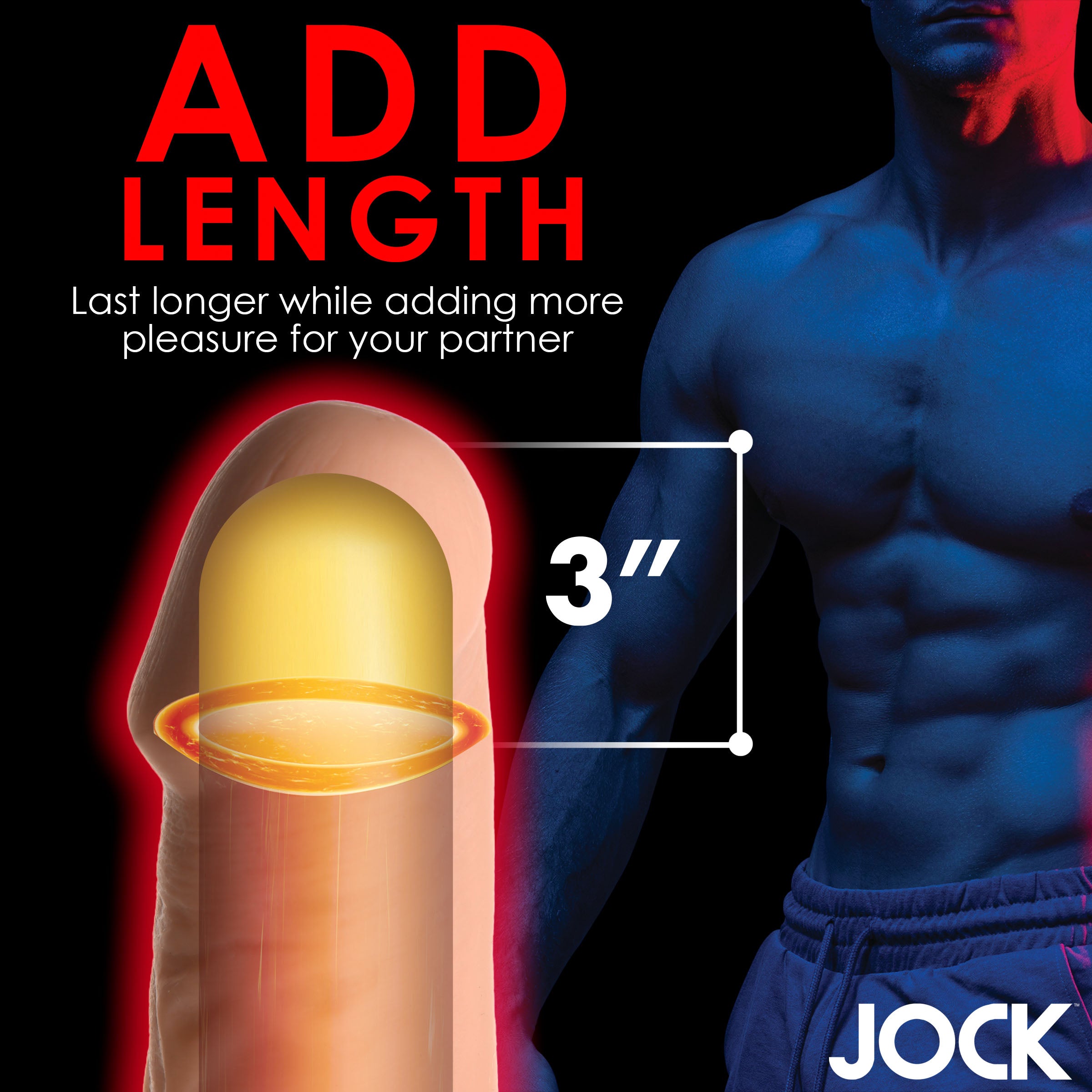 Jock Extra Long 3 Inch Penis Extension - Light Flesh