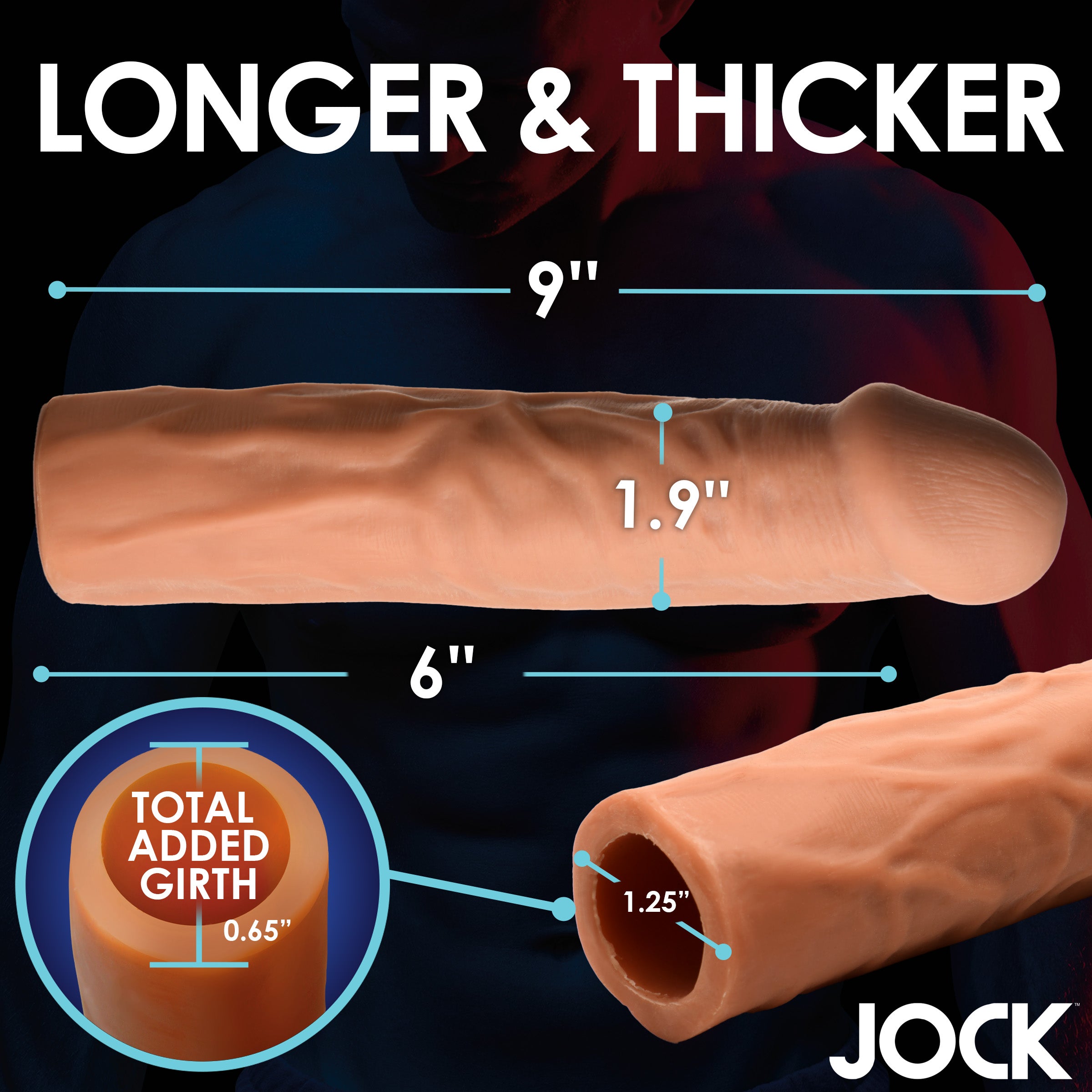 Jock Extra Long 3 Inch Penis Extension - Medium Tan