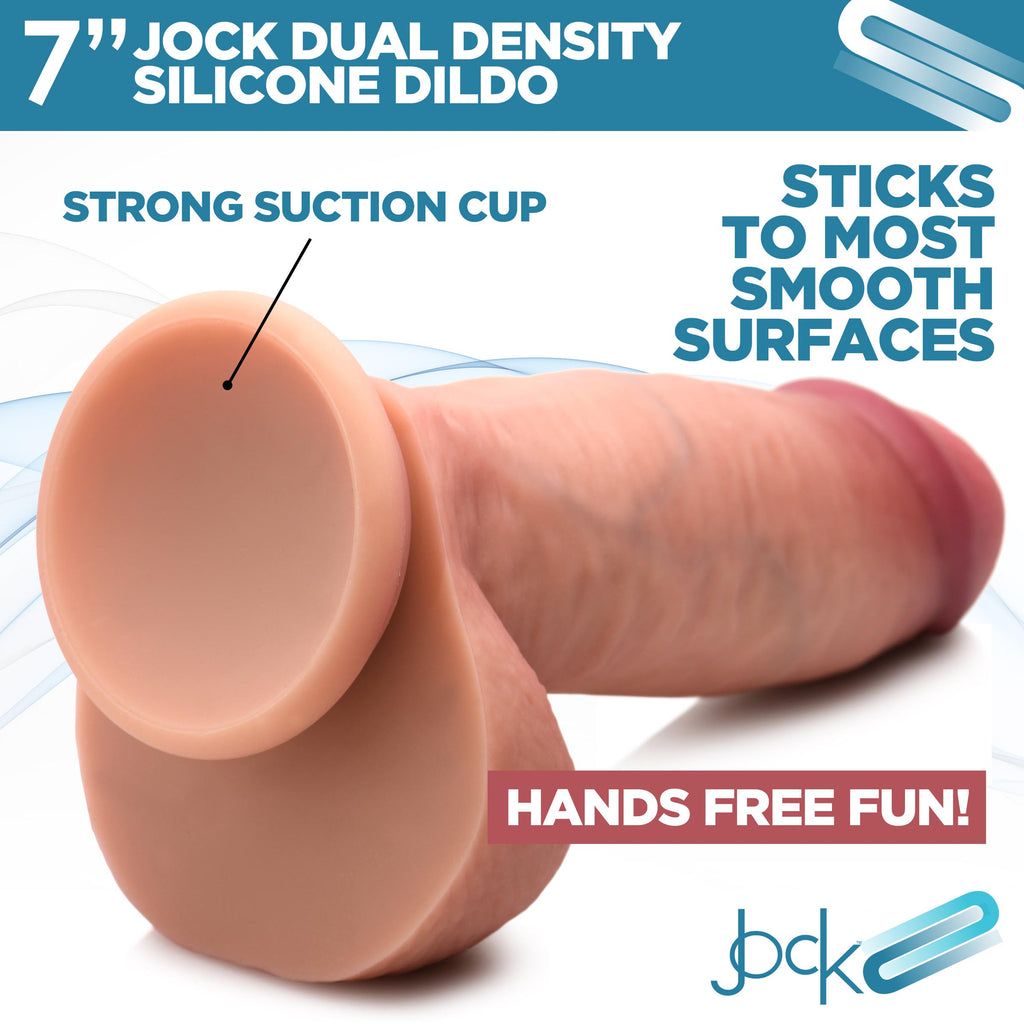 Jock Ultra Realistic Dual Density Silicone Dildo with Balls - 7 Inch Flesh