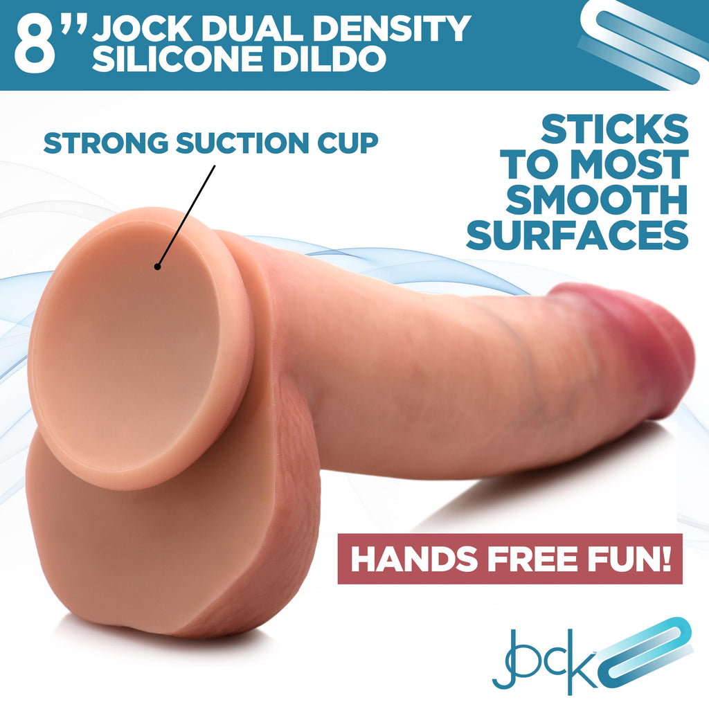 Jock Ultra Realistic Dual Density Silicone Dildo with Balls - 8 Inch Flesh