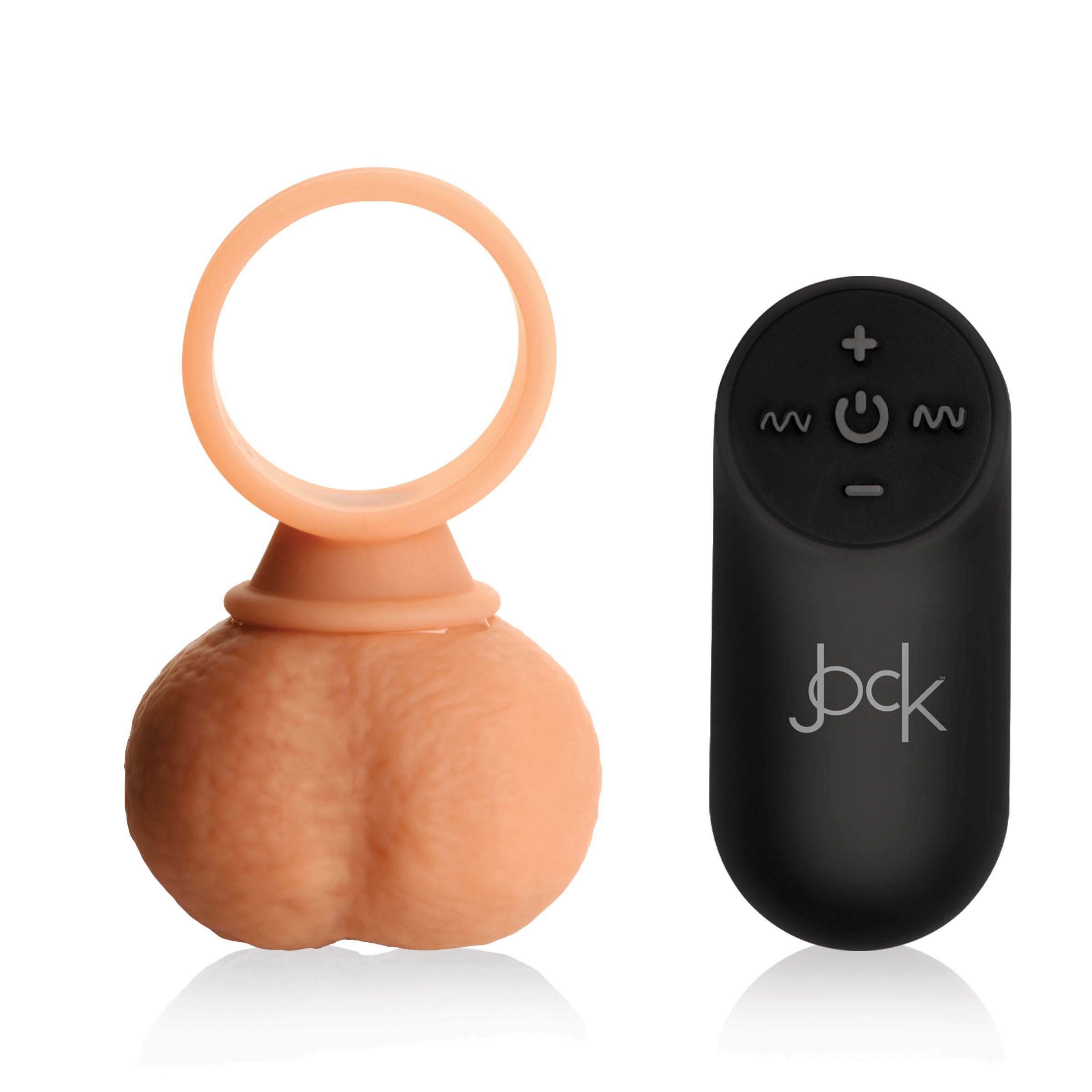 Jock 28X Vibrating Realistic Balls with Remote - 35mm Flesh