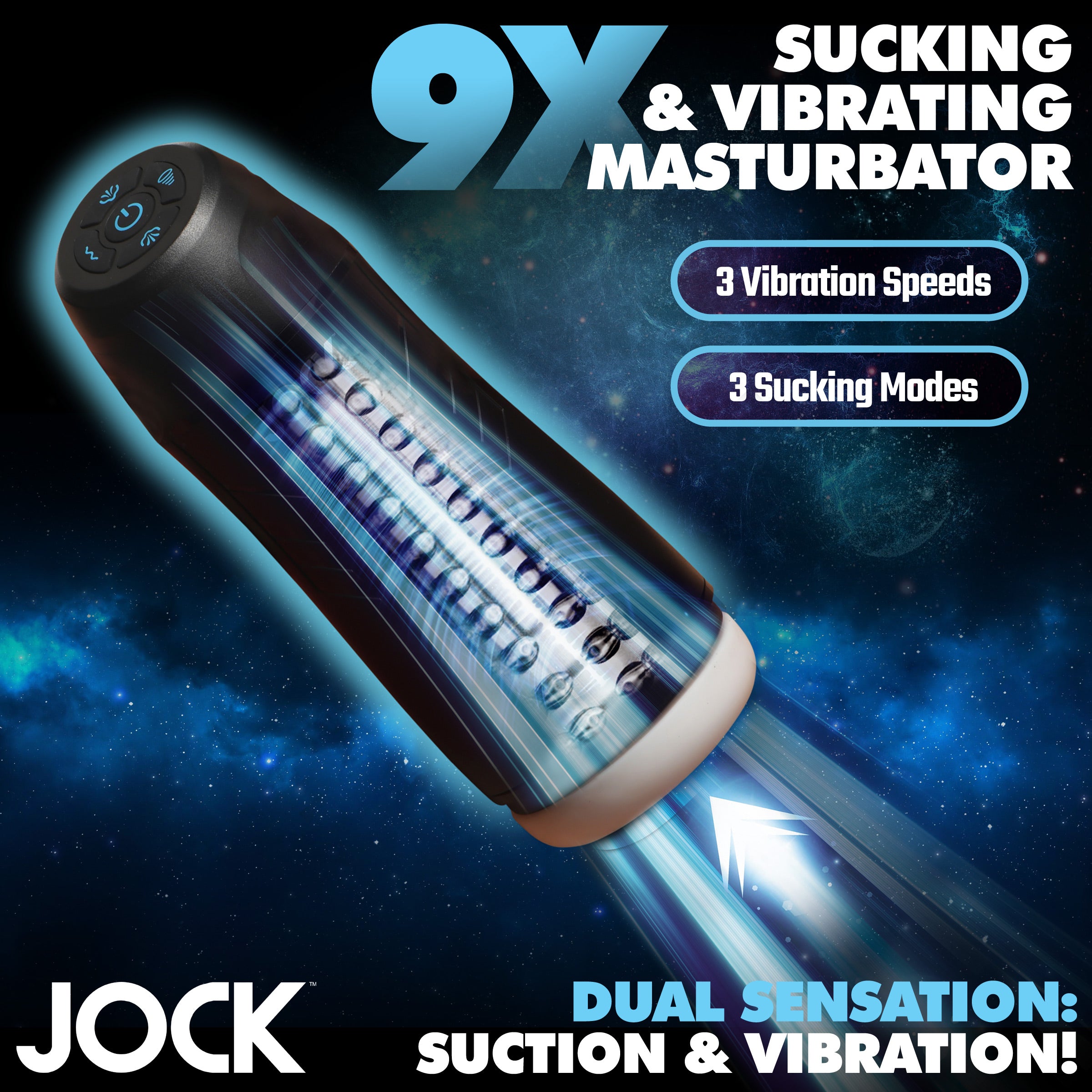 Jock 9X Sucking and Vibrating Masturbator Black