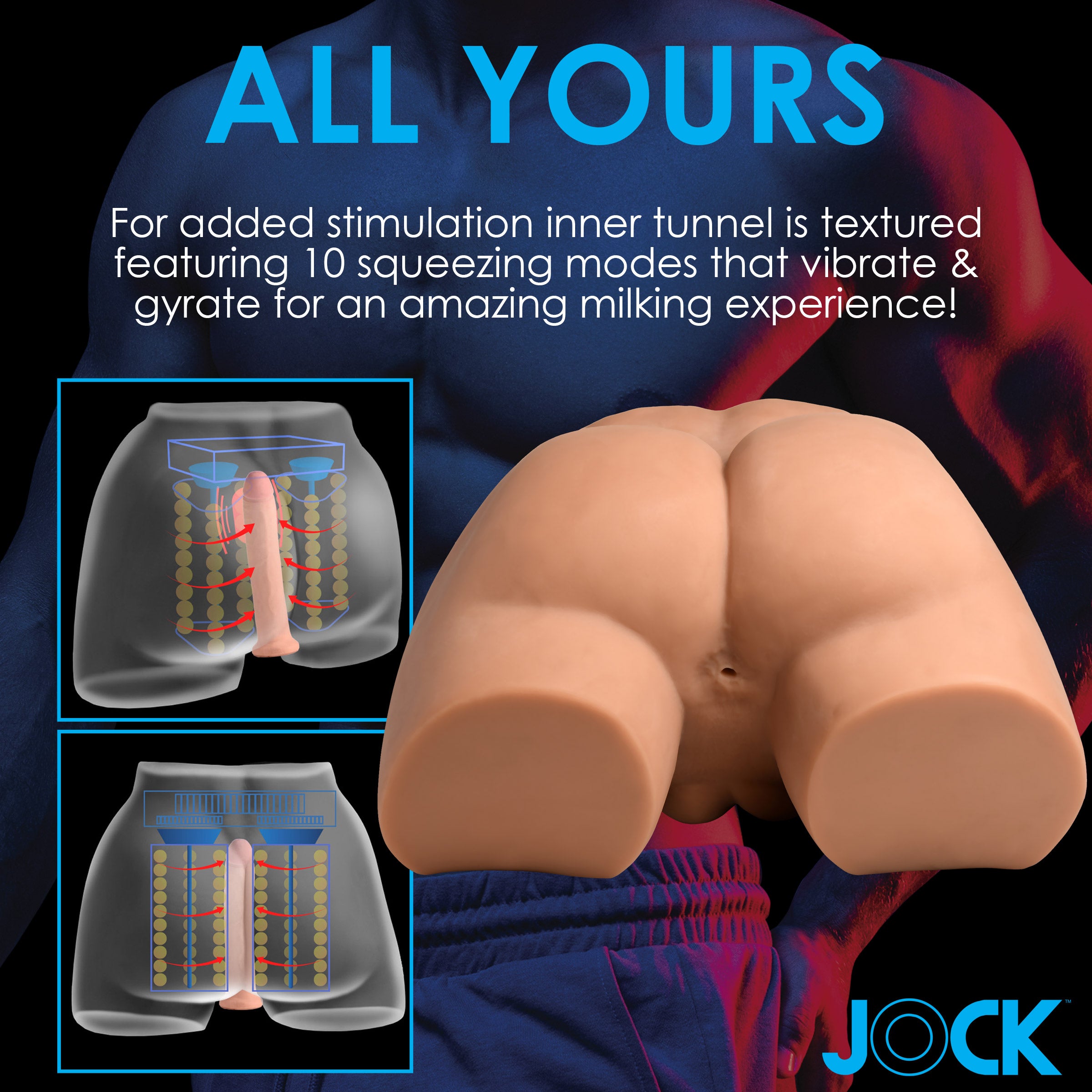 Jock Auto-Squeezing and Vibrating Male Masturbator Tan