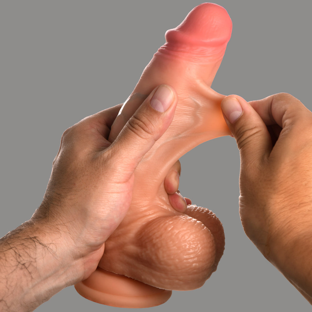 Jock Real Skin Silicone Dildo with Balls - 8 Inch Flesh