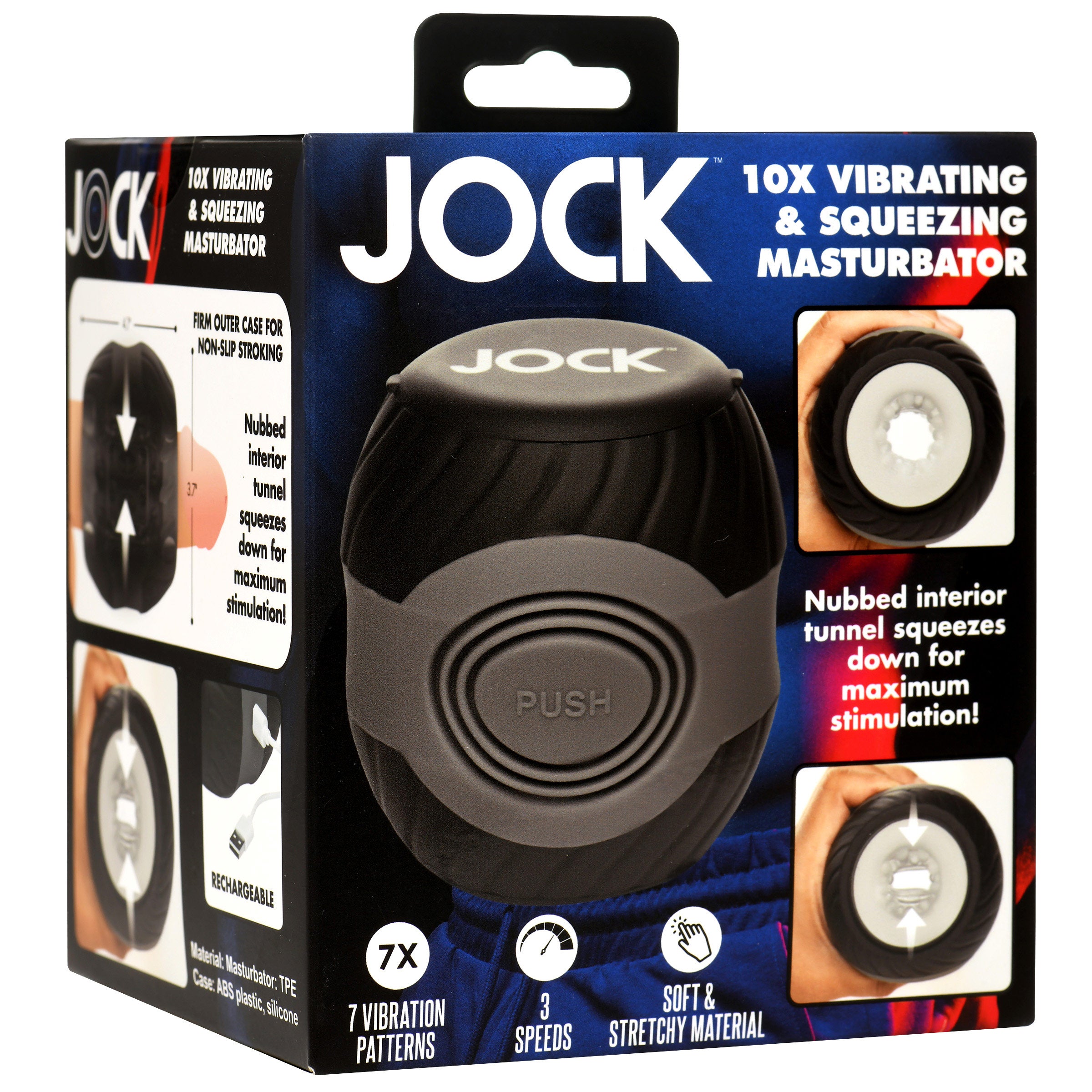 Jock 10X Vibrating & Squeezing Masturbator Black