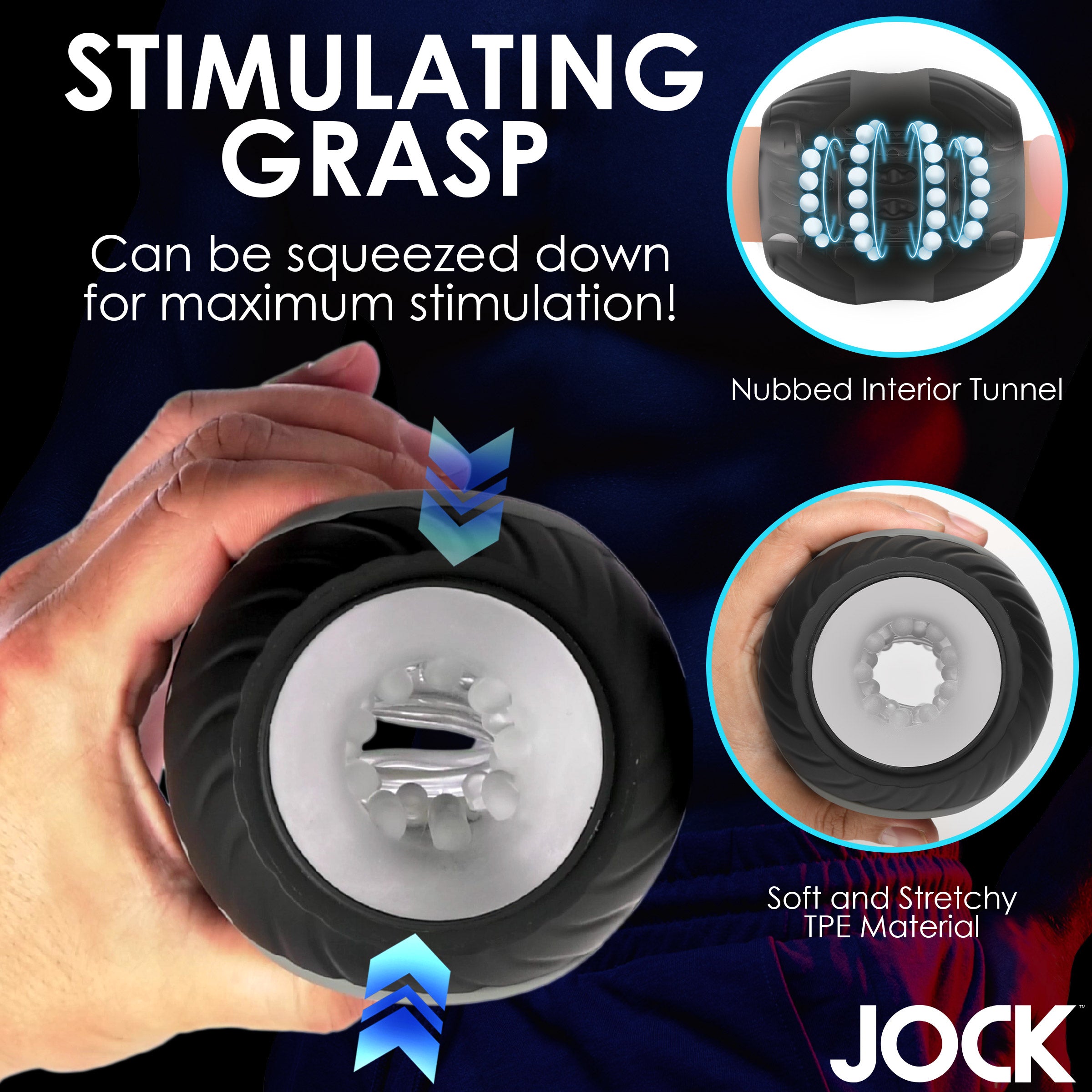 Jock 10X Vibrating & Squeezing Masturbator Black