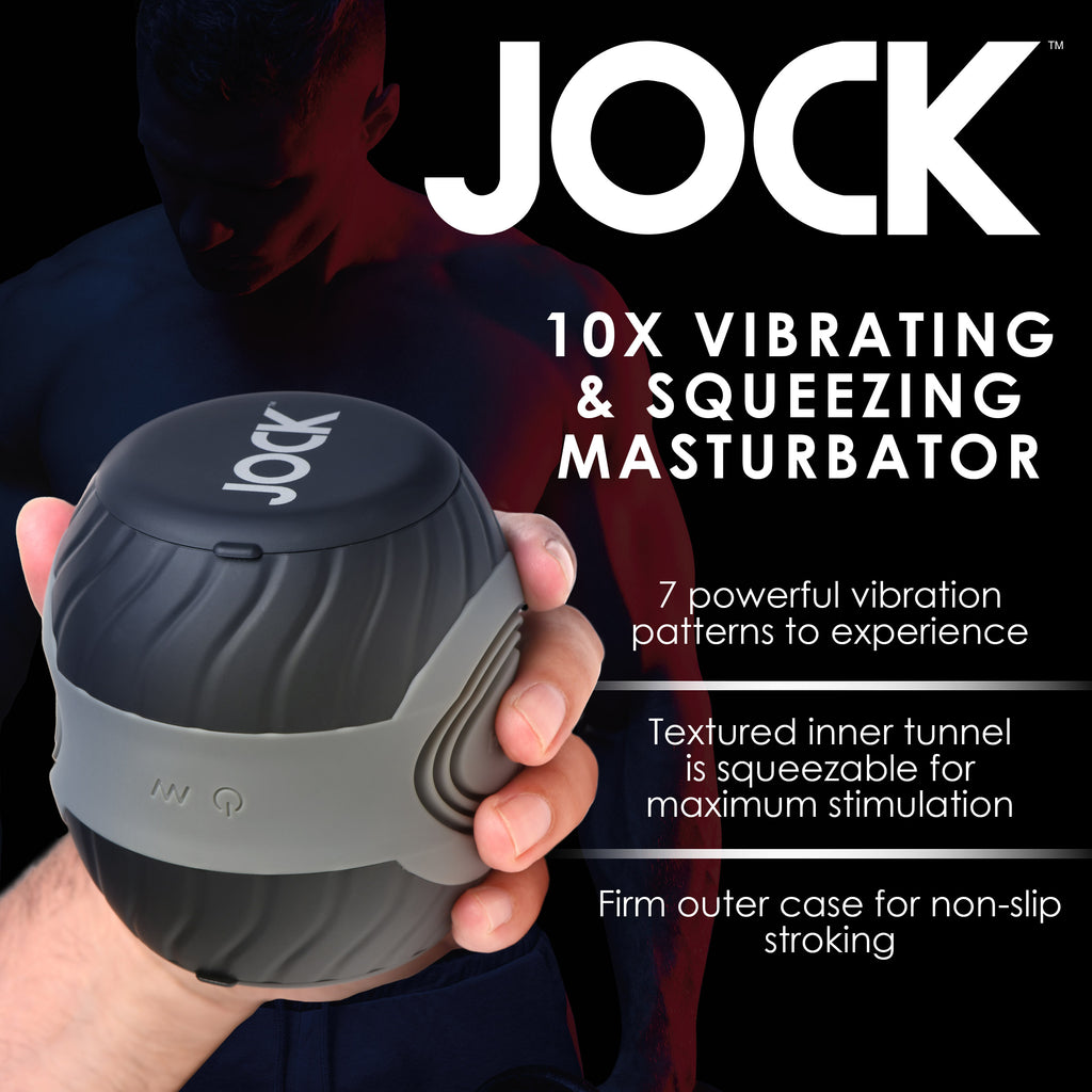 Jock 10X Vibrating & Squeezing Masturbator Black