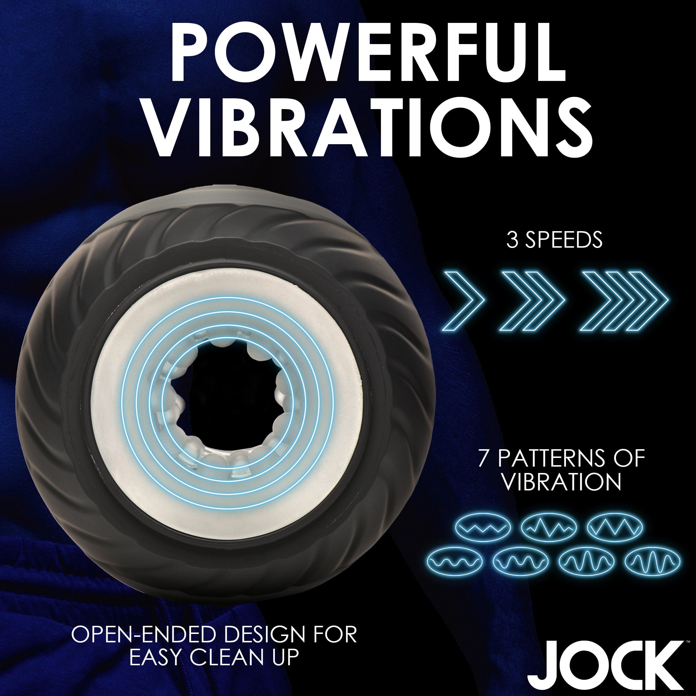 Jock 10X Vibrating & Squeezing Masturbator Black