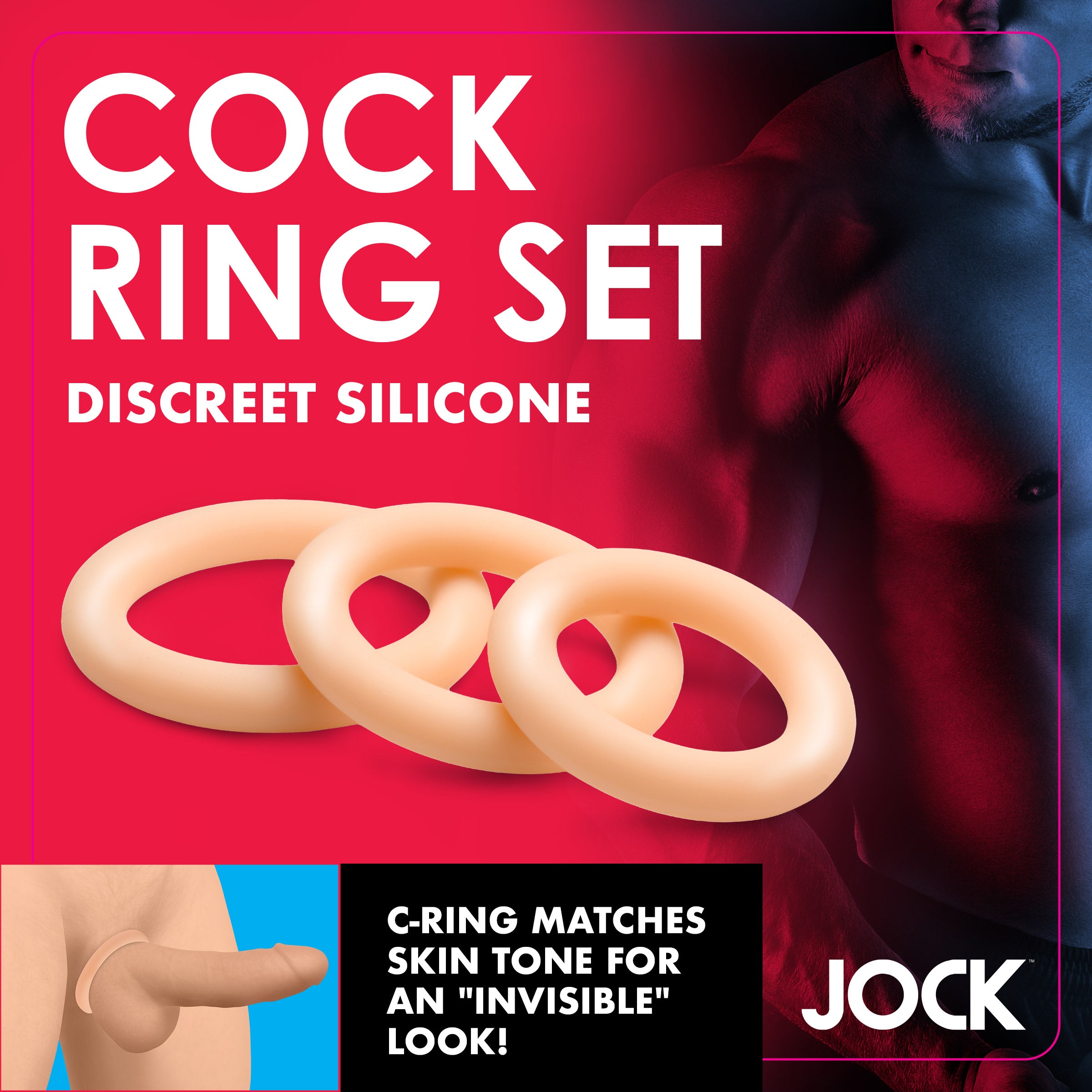 Jock Discreet Silicone Cock Ring Set - Light Flesh