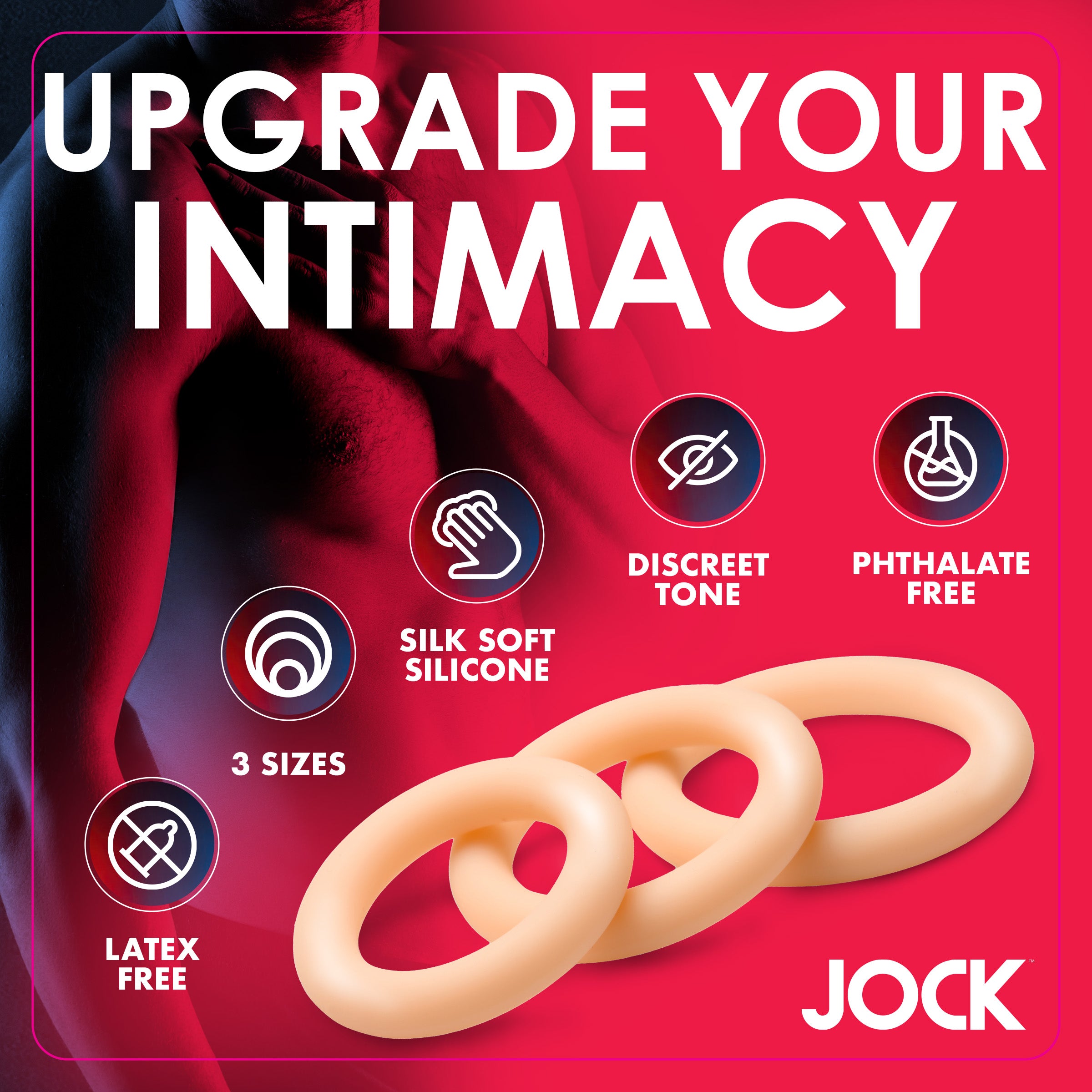 Jock Discreet Silicone Cock Ring Set - Light Flesh