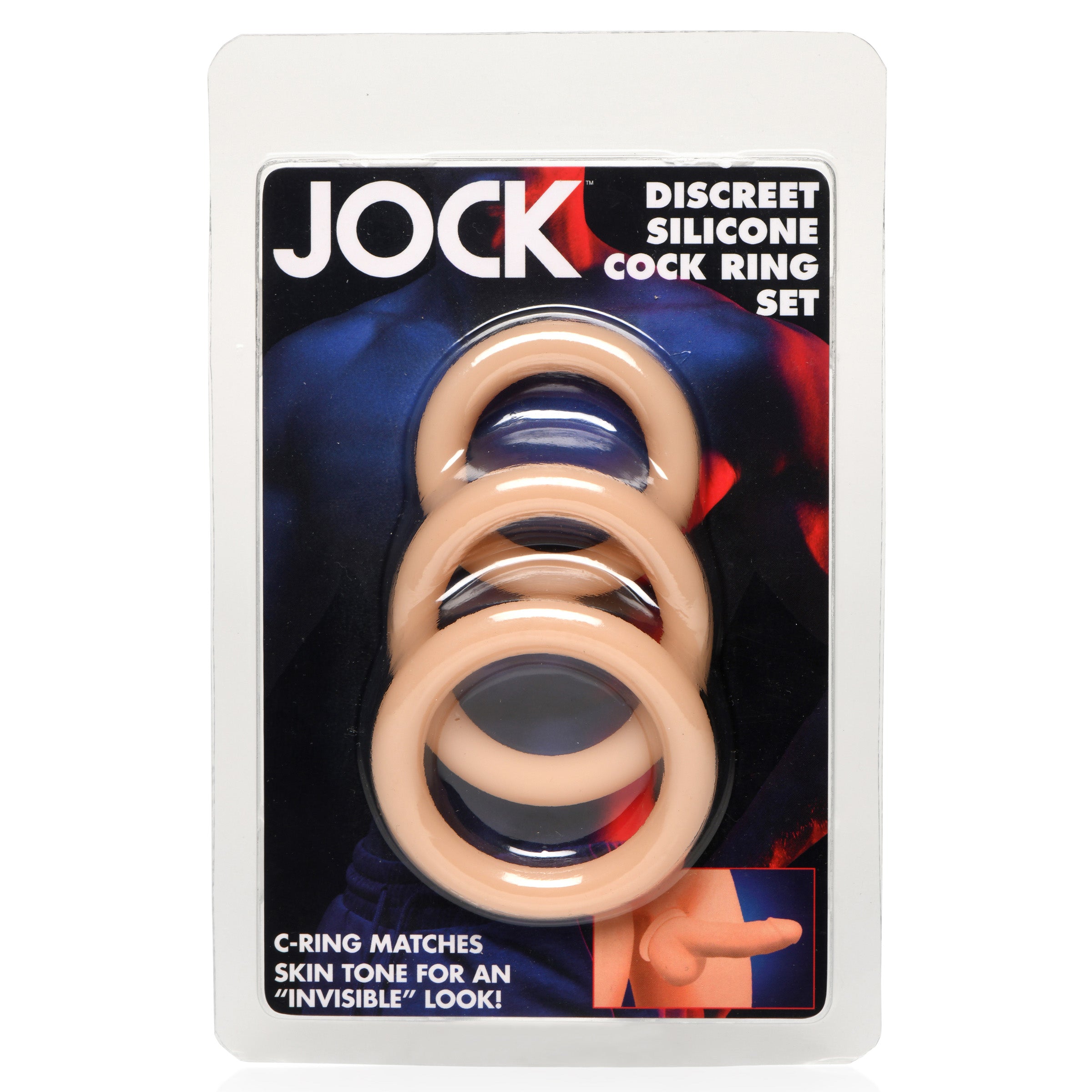 Jock Discreet Silicone Cock Ring Set - Light Flesh