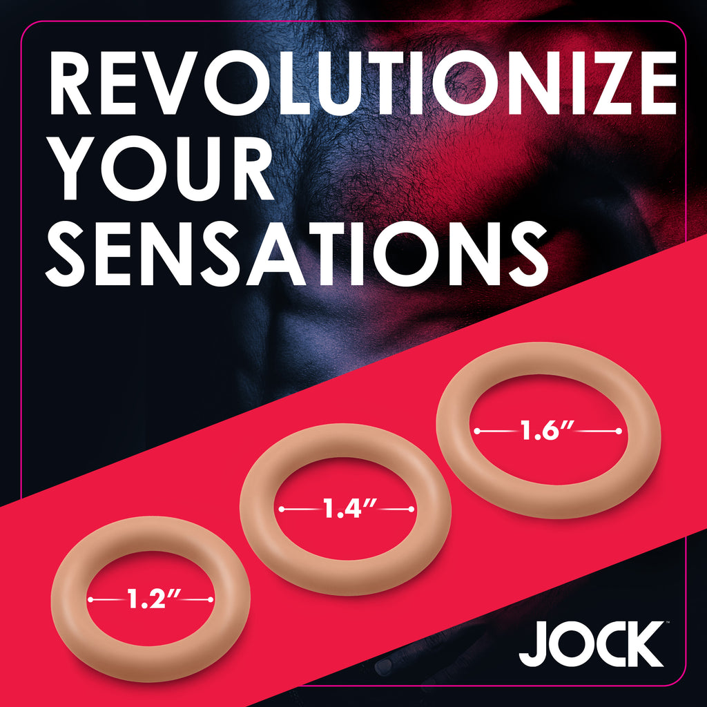 Jock Discreet Silicone Cock Ring Set - Medium Tan