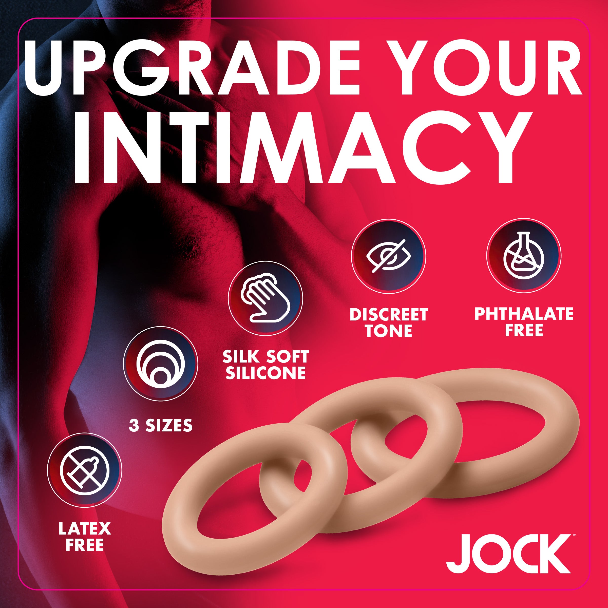 Jock Discreet Silicone Cock Ring Set - Medium Tan