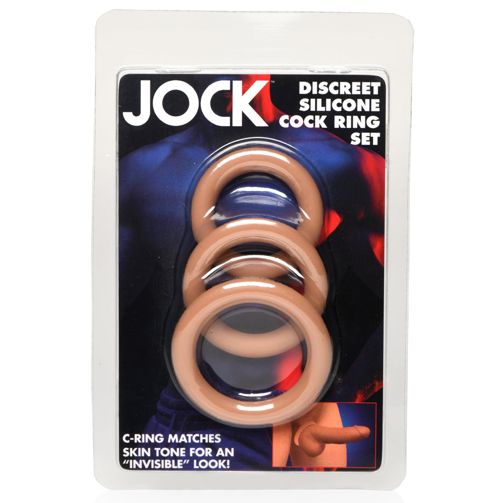 Jock Discreet Silicone Cock Ring Set - Medium Tan
