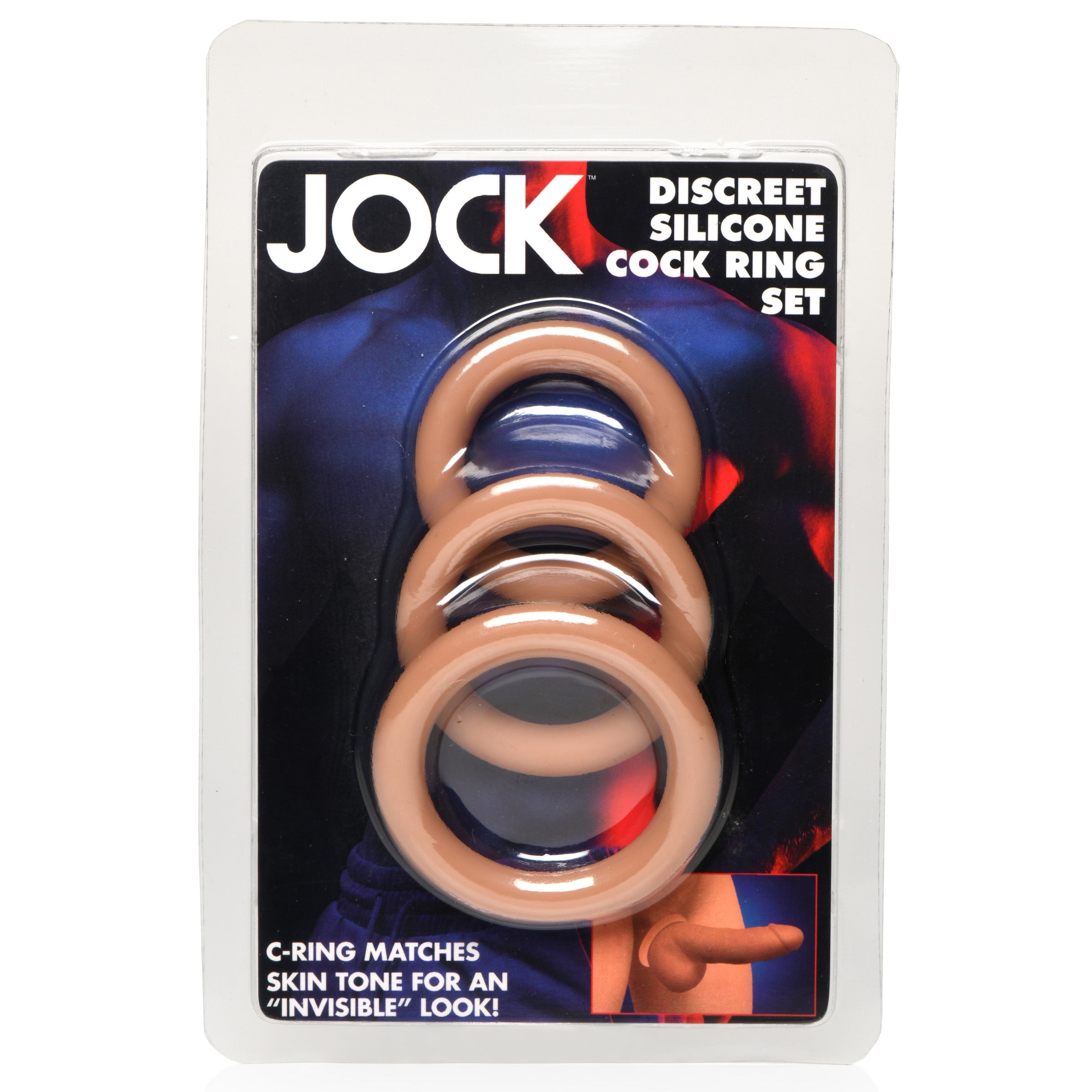 Jock Discreet Silicone Cock Ring Set - Medium Tan