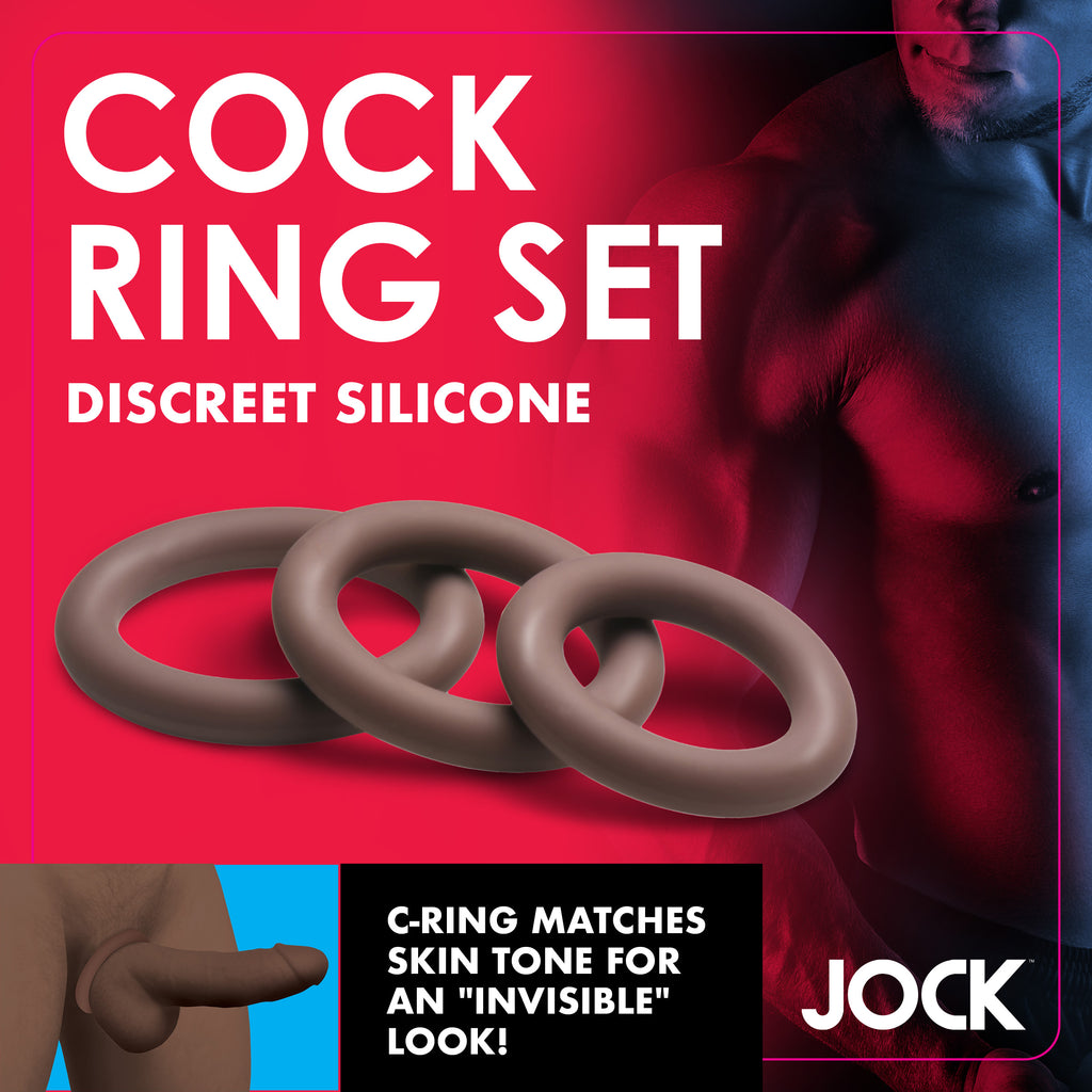 Jock Discreet Silicone Cock Ring Set - Dark Brown