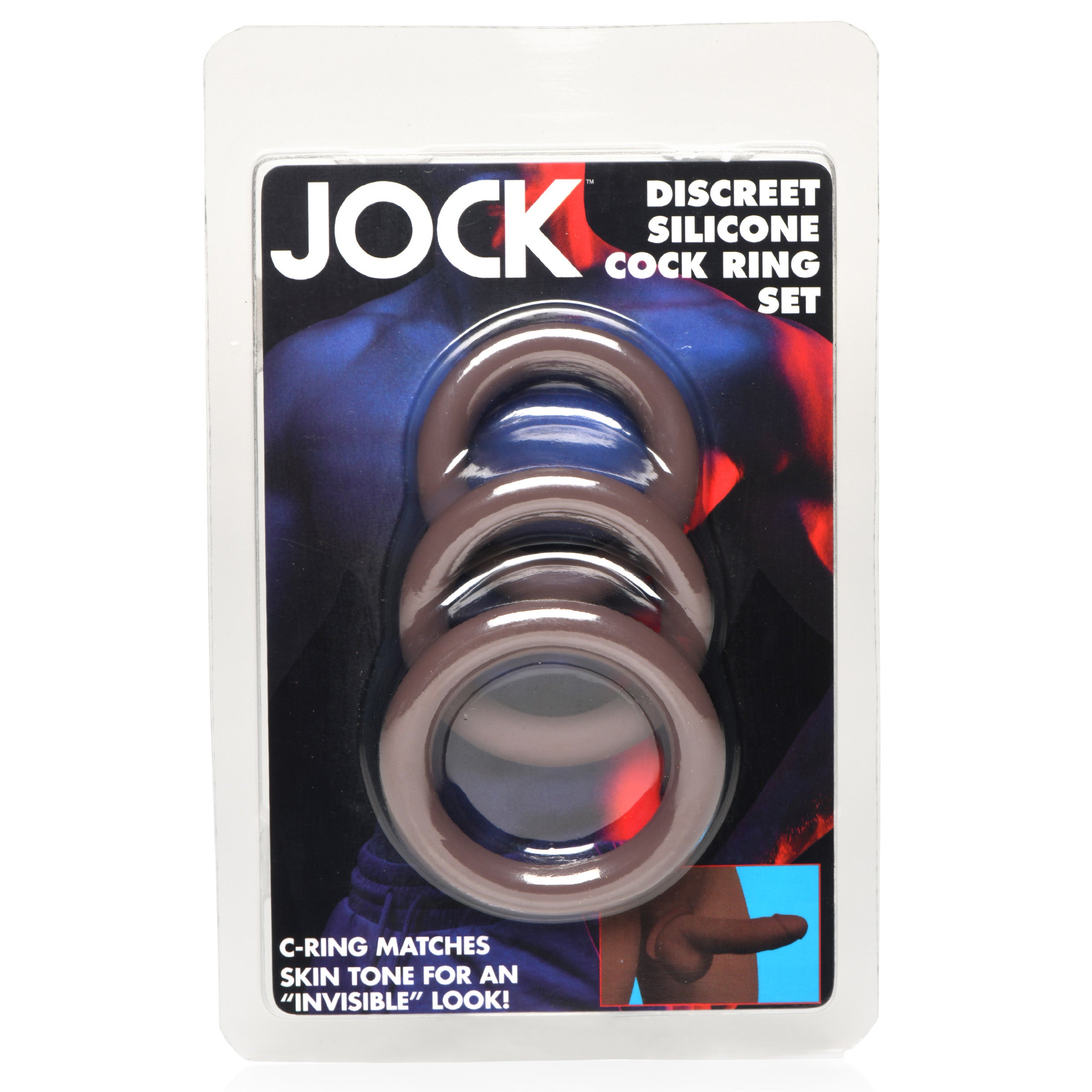 Jock Discreet Silicone Cock Ring Set - Dark Brown