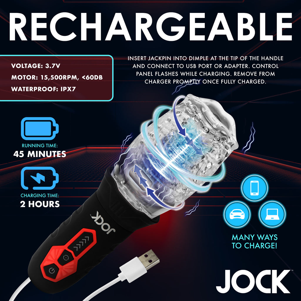 Jock Spinning and Vibrating Masturbator Black