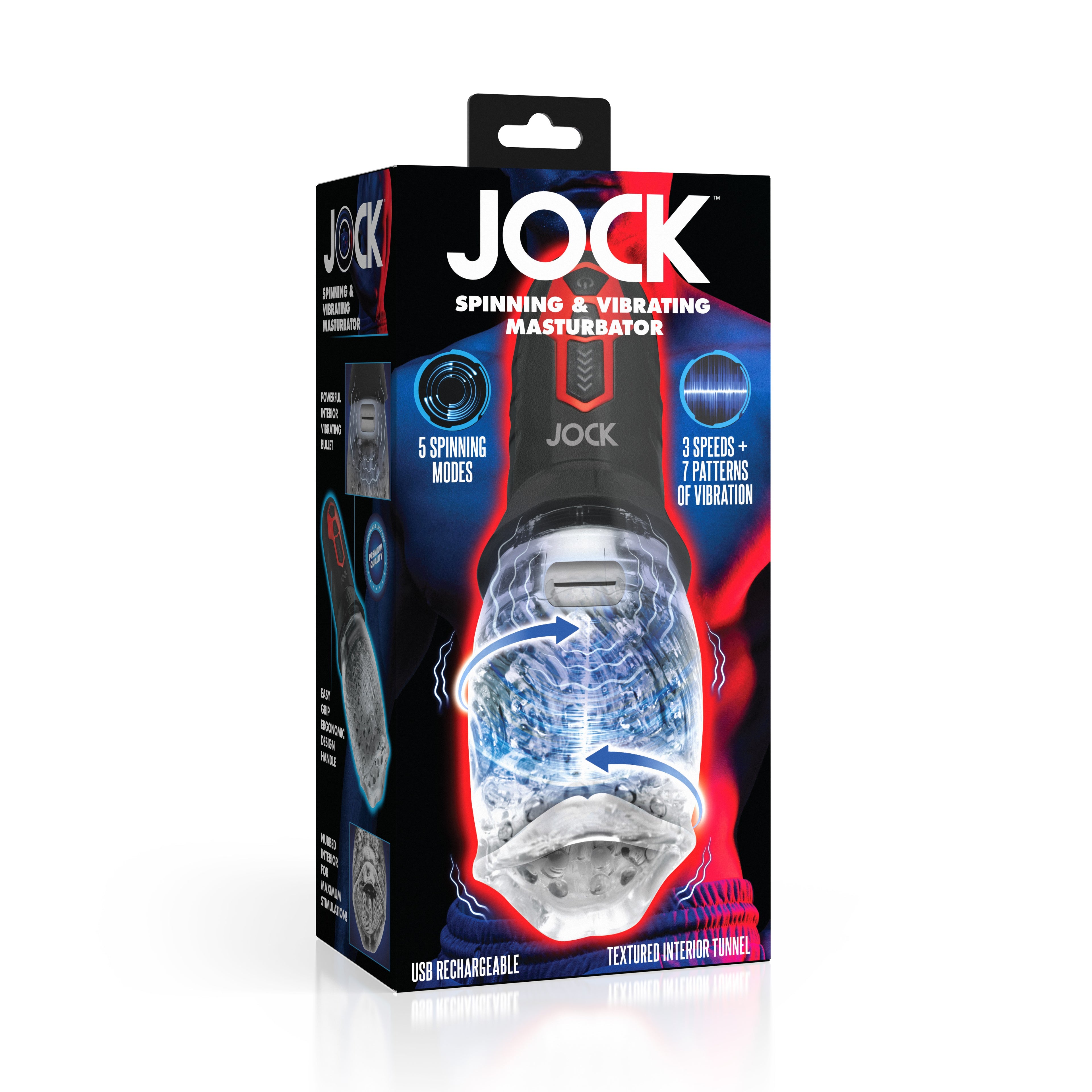 Jock Spinning and Vibrating Masturbator Black