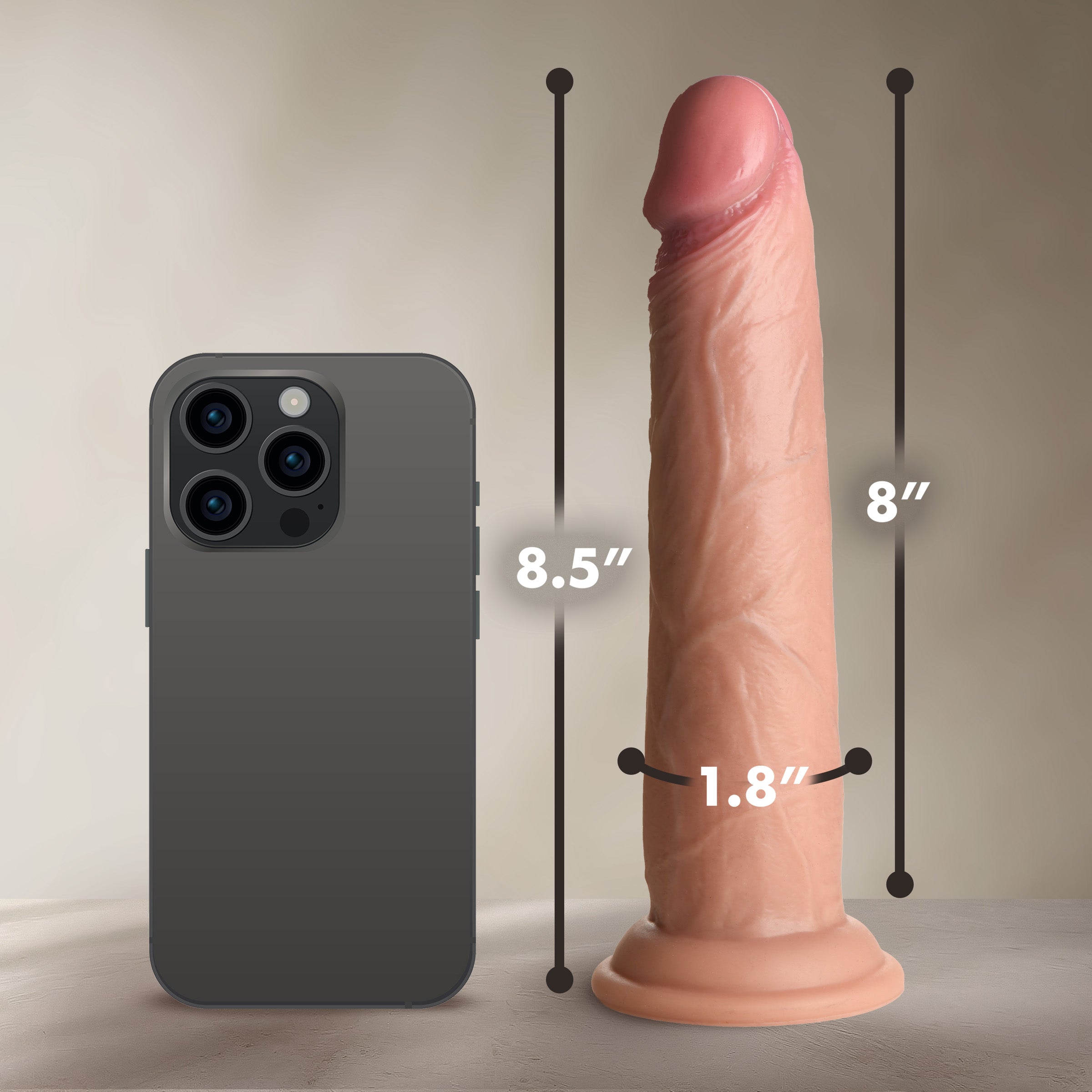 Jock Real Skin Silicone Dildo - 8.5" Tan