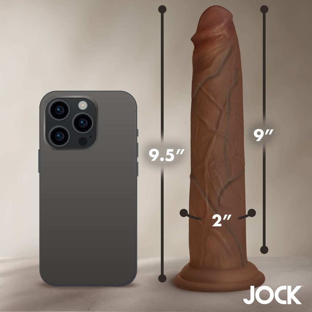 Jock Real Skin Silicone Dildo - 9.5" Brown