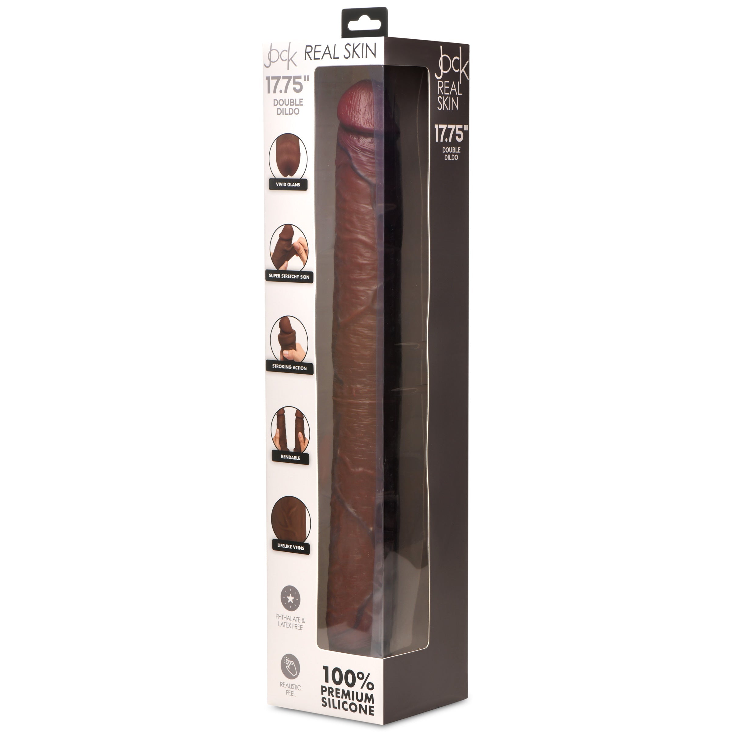 Jock 17.75 Inch Double Dildo - Dark Brown