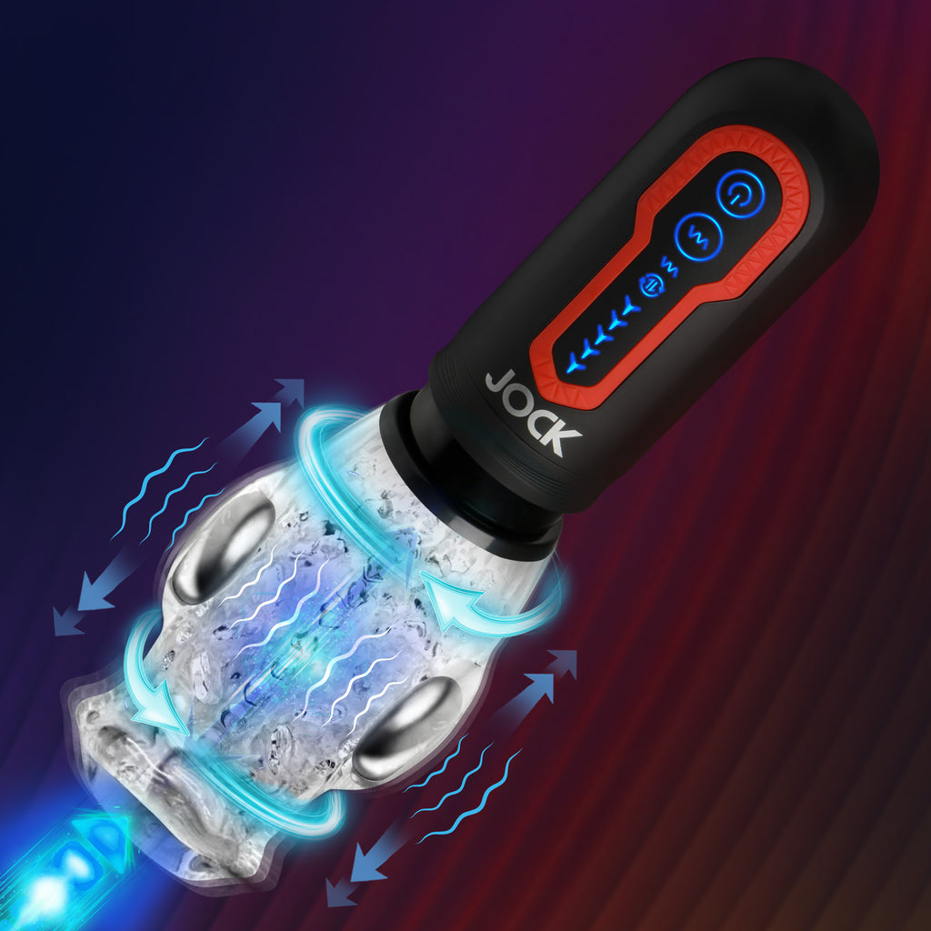 Jock Spinning and Thrusting Masturbator with 2 Bullets Clear