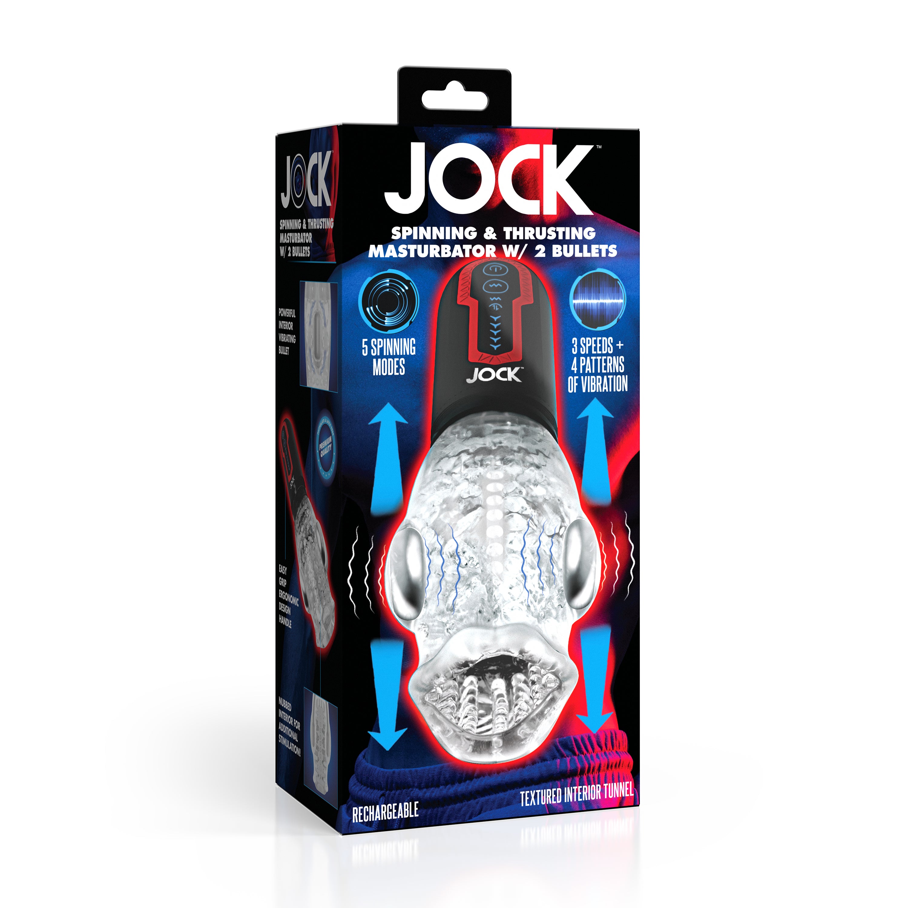 Jock Spinning and Thrusting Masturbator with 2 Bullets Clear