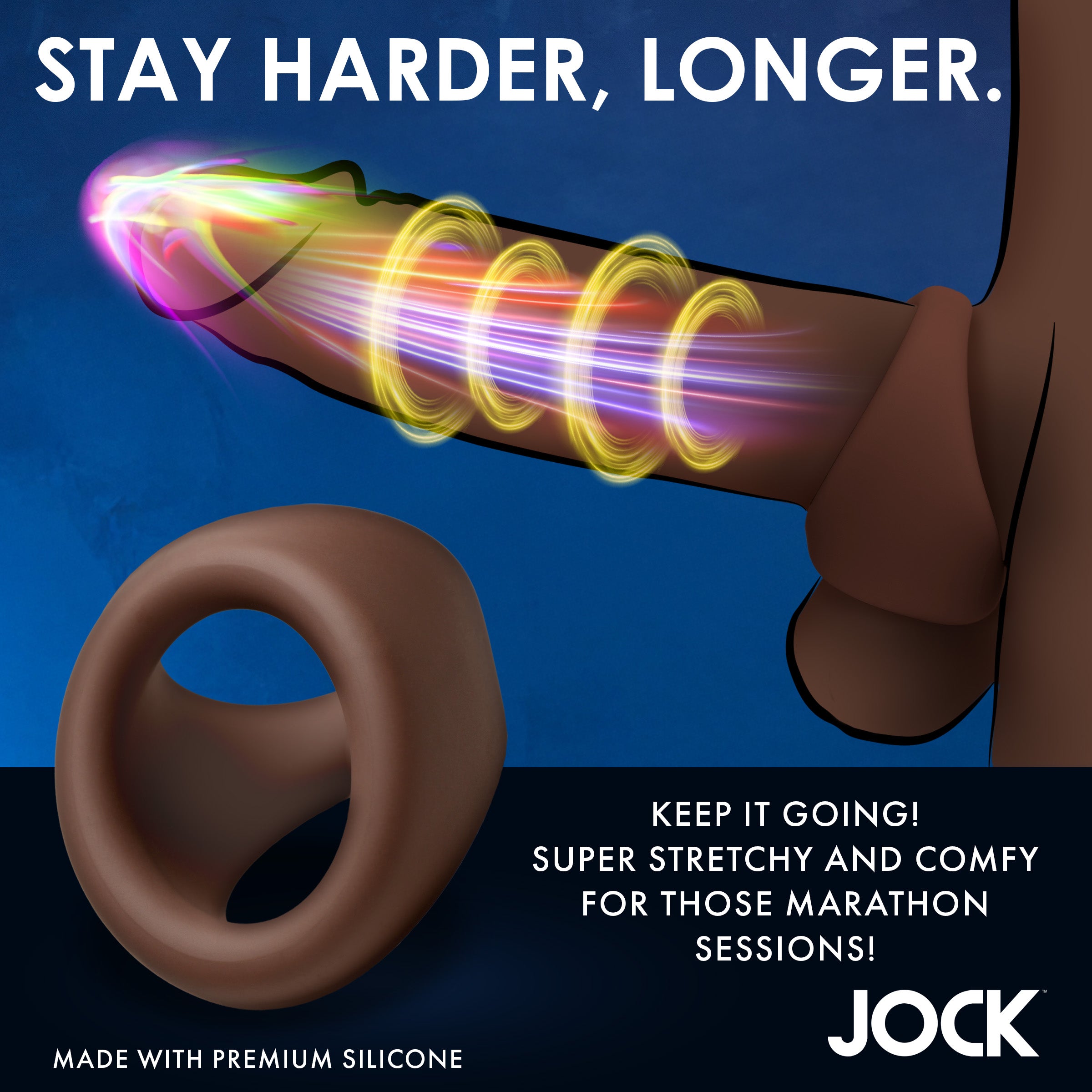 Jock JOCK Silicone Cock & Ball Ring - Dark Brown