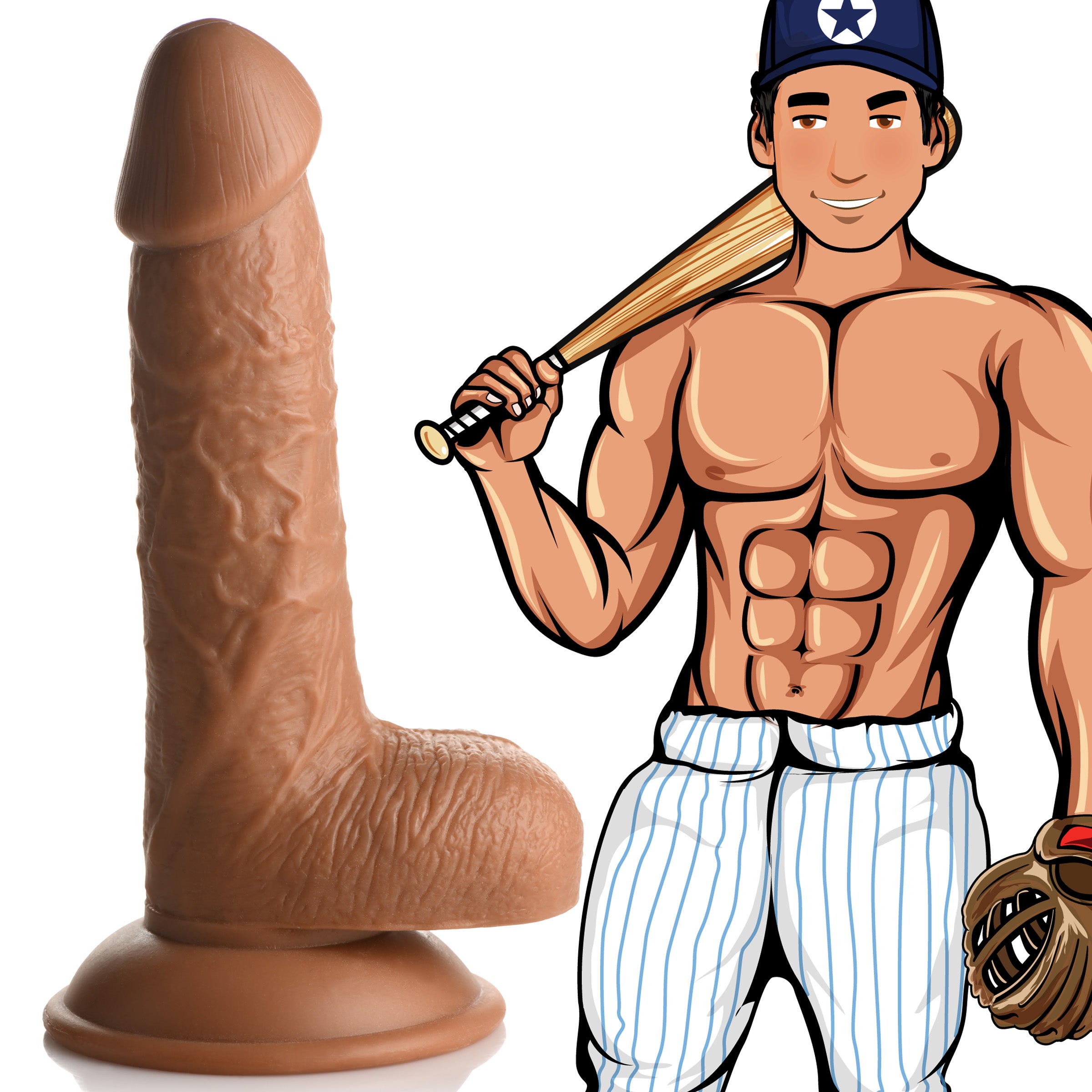Jock Baseball Brian 7 Inch Dildo Tan