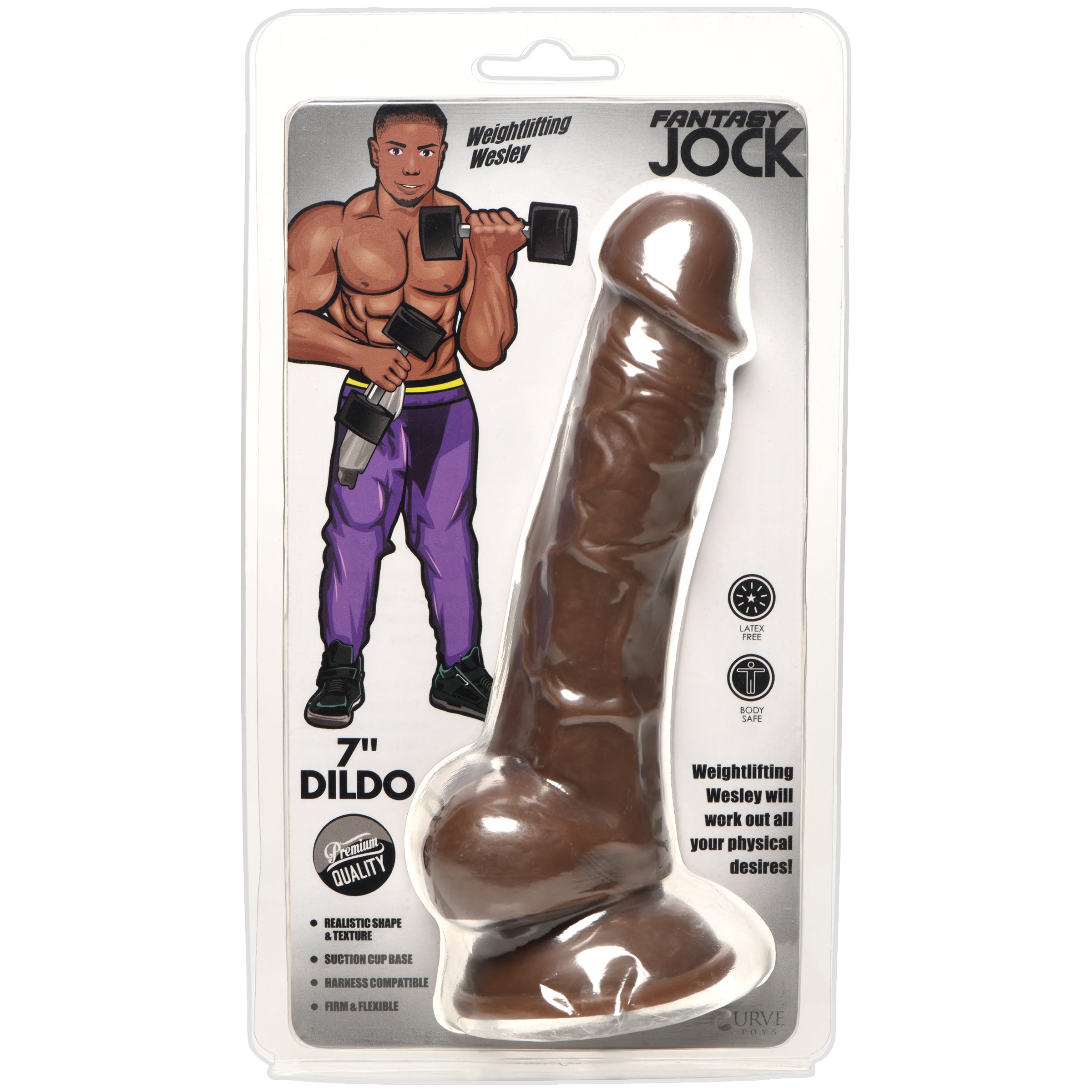 Jock Weightlifting Wesley 7 Inch Dildo Brown