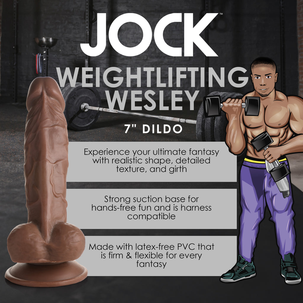 Jock Weightlifting Wesley 7 Inch Dildo Brown